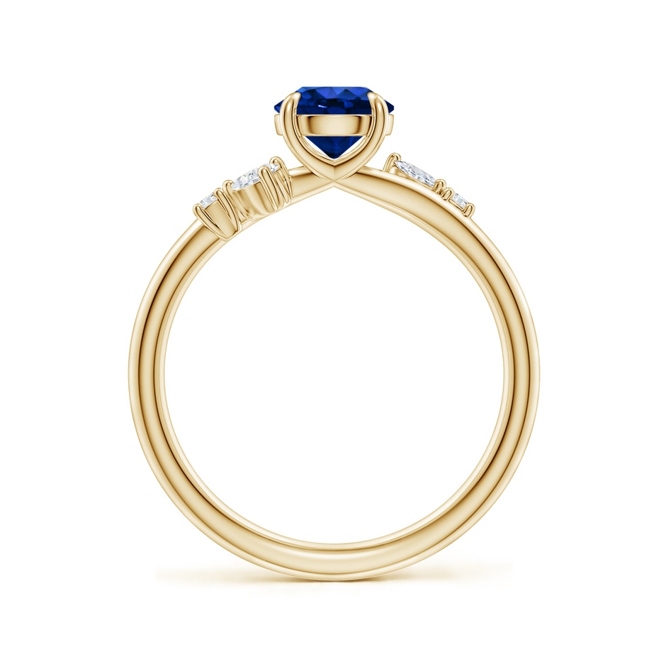 6mm AAAA Round Blue Sapphire Engagement Ring with Multi-Shape Diamond Accents in Yellow Gold side 199