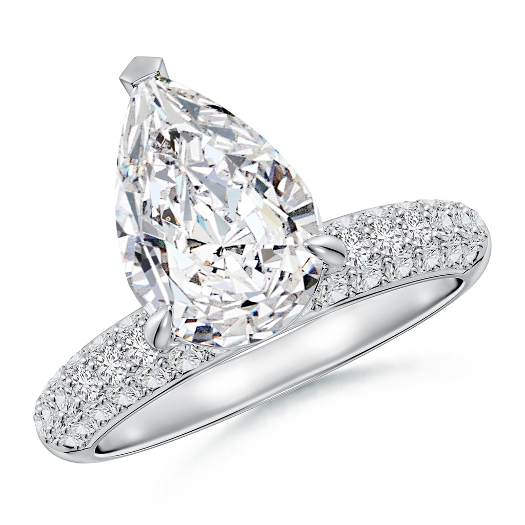 12x8mm HSI2 Off-Centered Pear Diamond Engagement Ring in White Gold