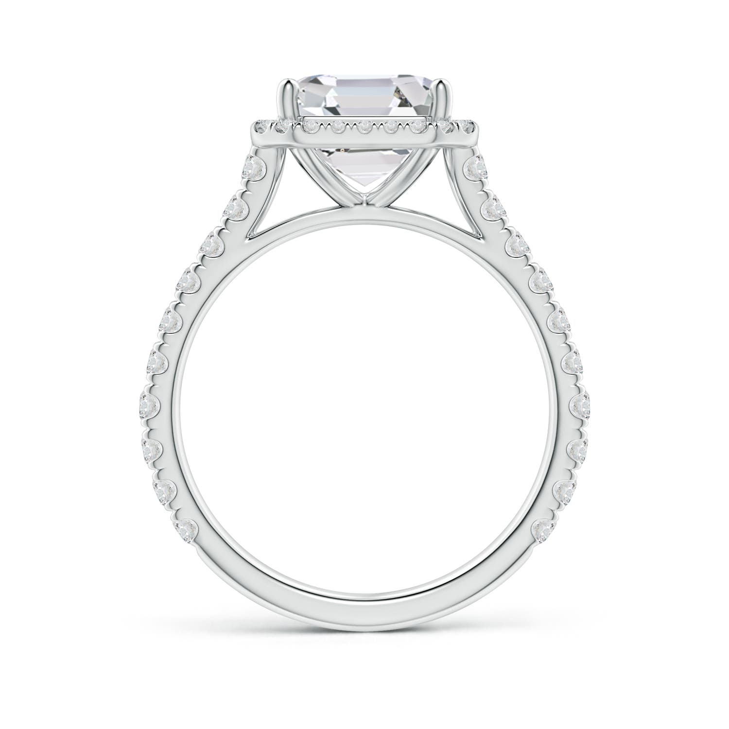 8mm HSI2 Asscher-Cut Diamond Halo Ring in White Gold - side 2