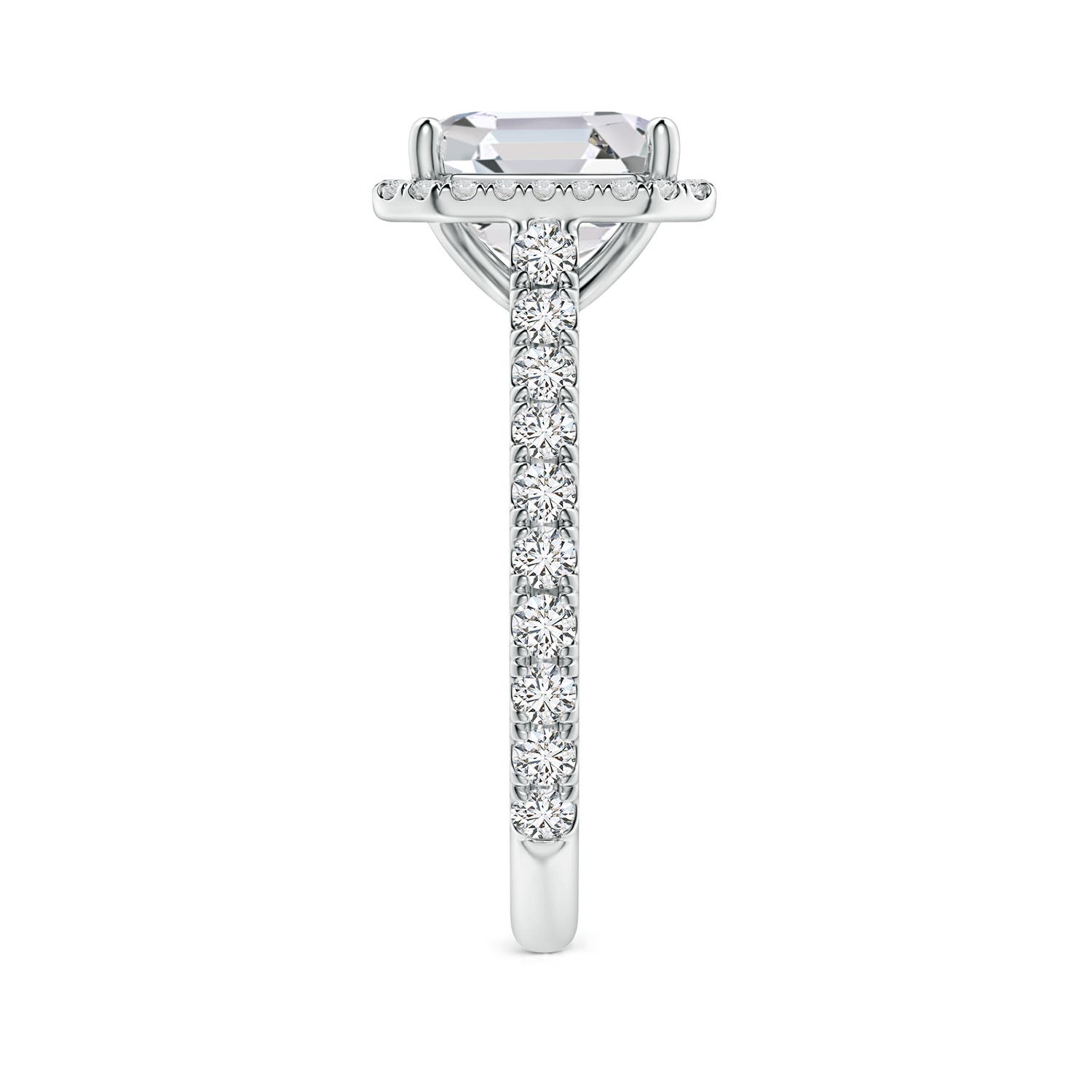 8mm HSI2 Asscher-Cut Diamond Halo Ring in White Gold - side 3