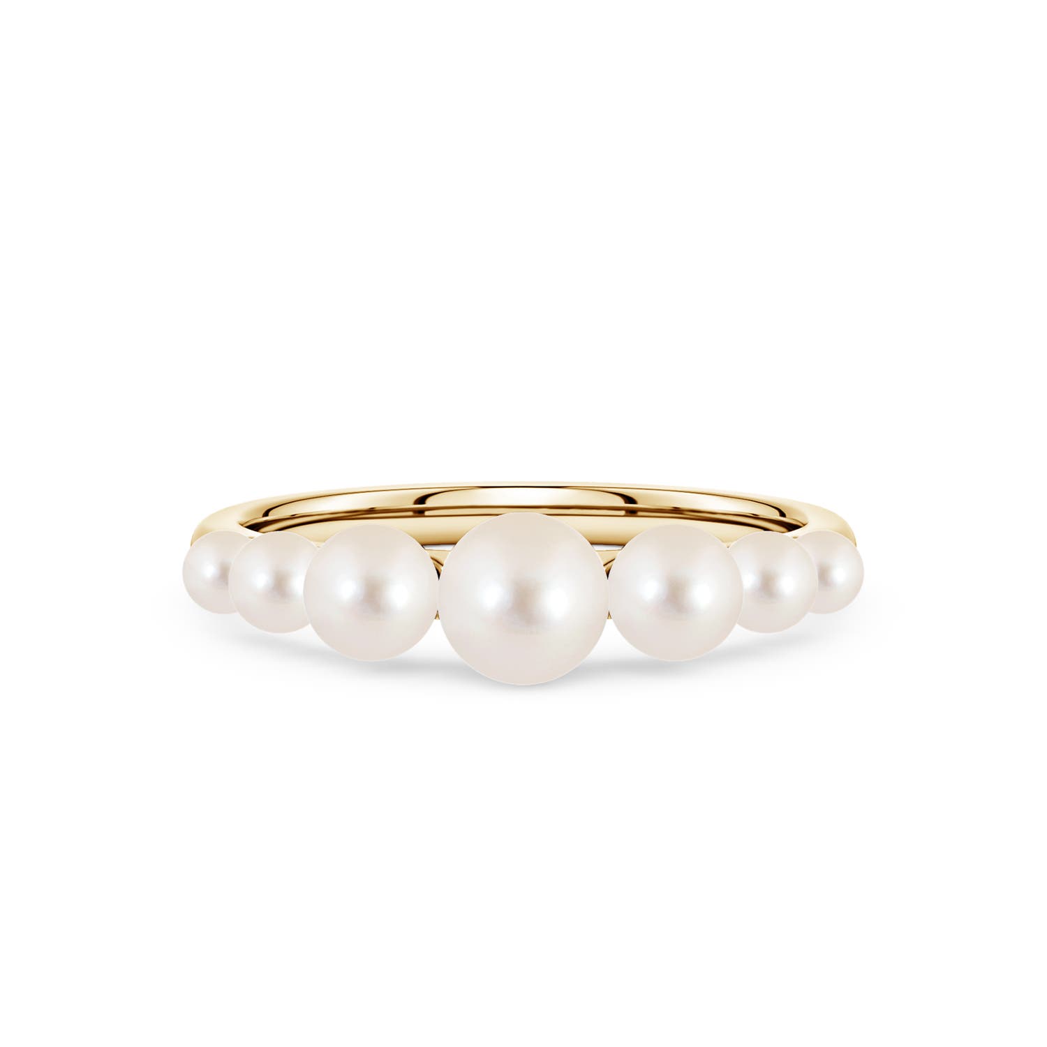5mm AAAA Graduated Freshwater Pearl Ring in 18K Yellow Gold