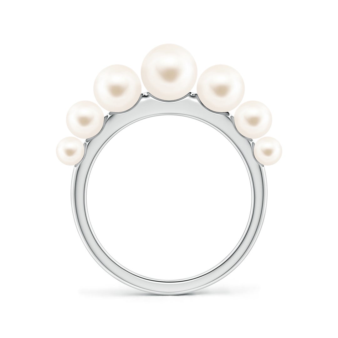 6mm AAA Graduated Freshwater Pearl Ring in White Gold - side 2