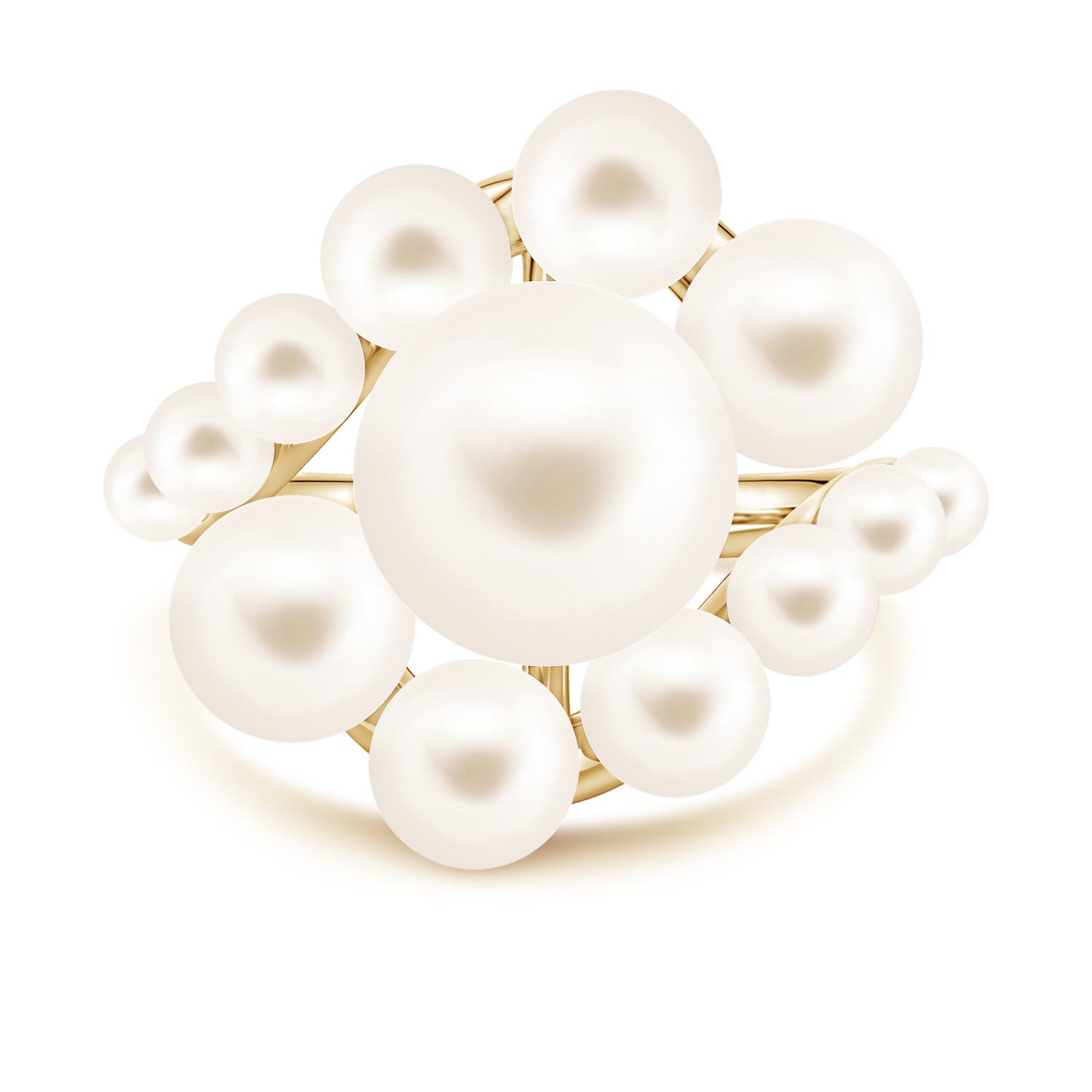 10mm AAA Graduated Freshwater Pearl Bypass Ring in Yellow Gold