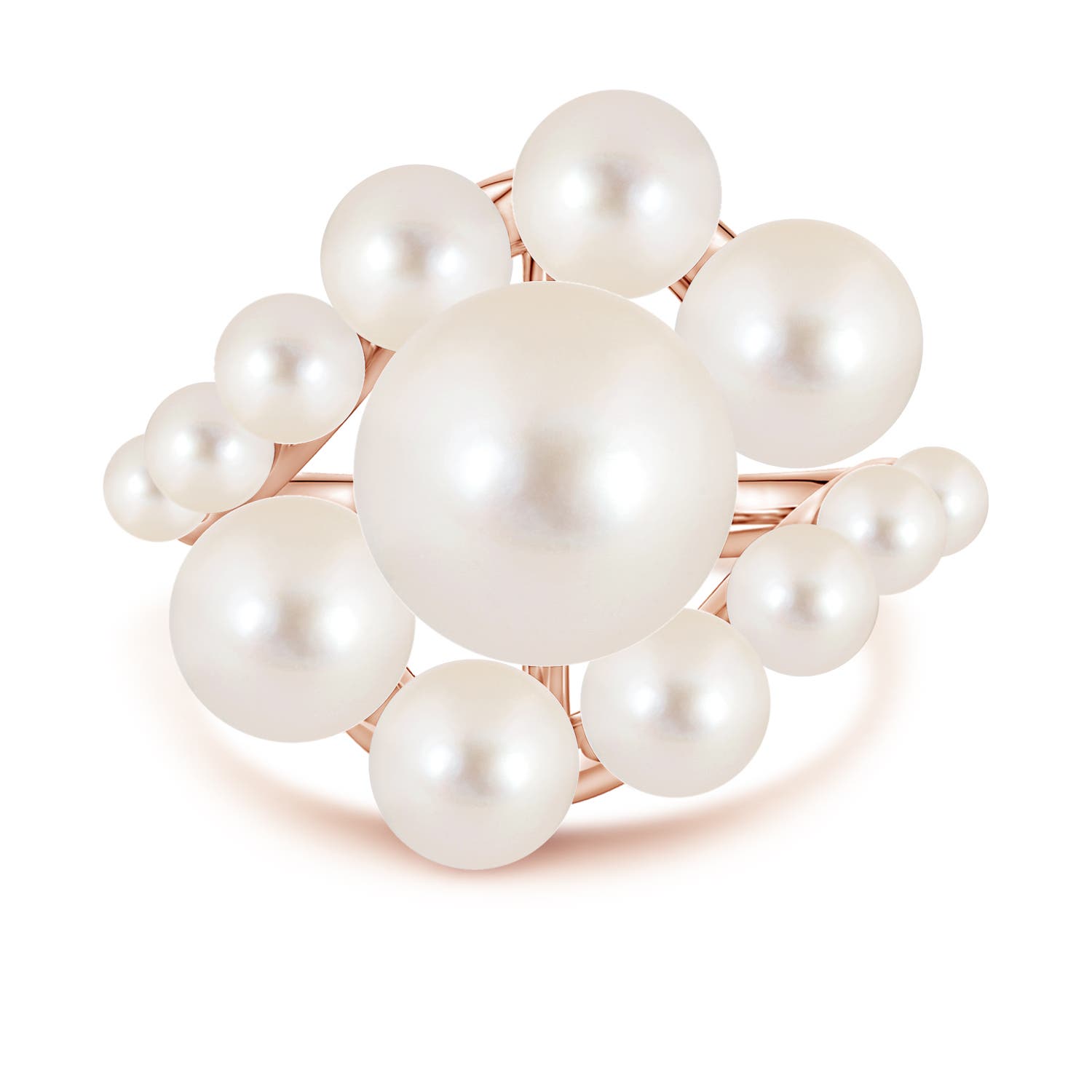 10mm AAAA Graduated Freshwater Pearl Bypass Ring in Rose Gold