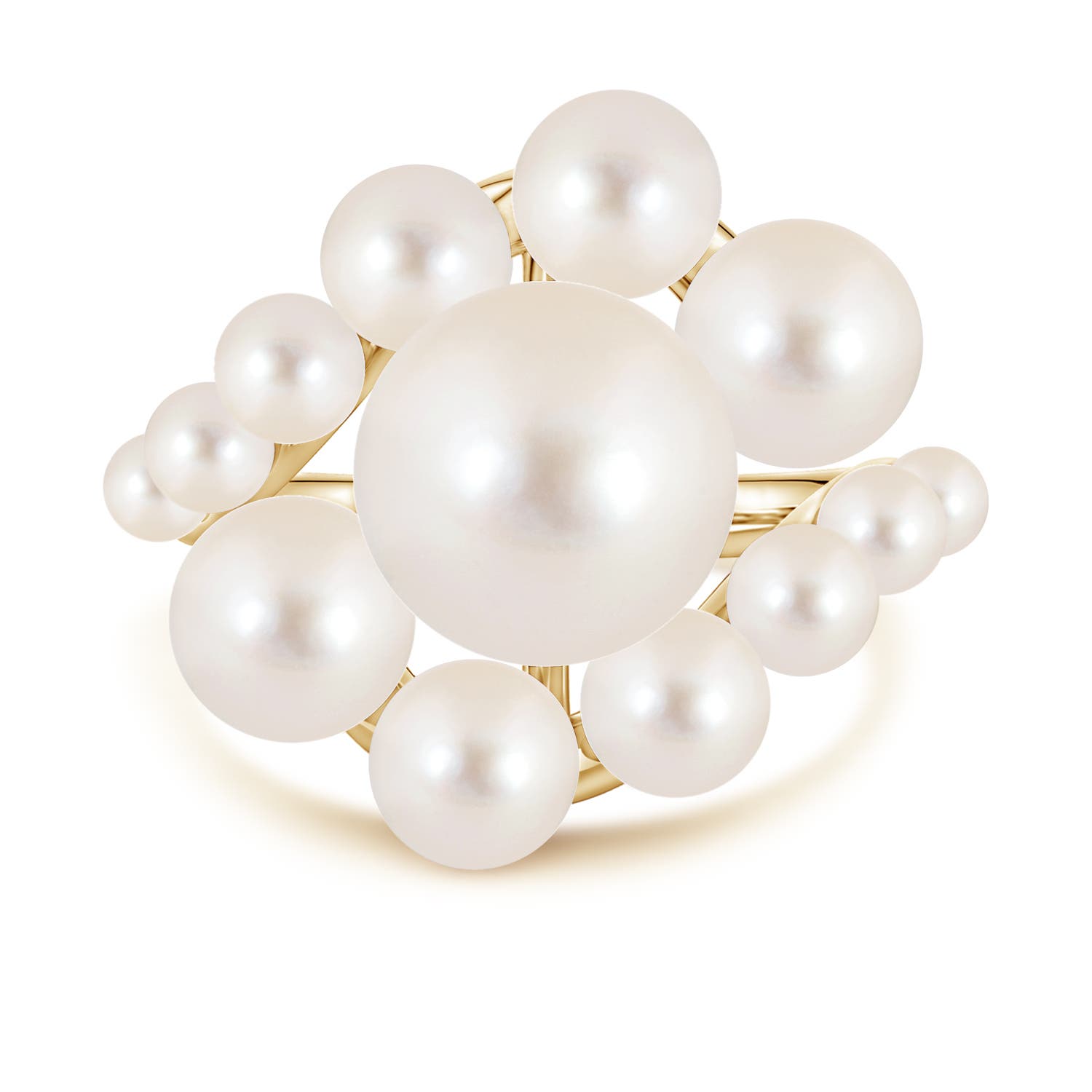 10mm AAAA Graduated Freshwater Pearl Bypass Ring in Yellow Gold