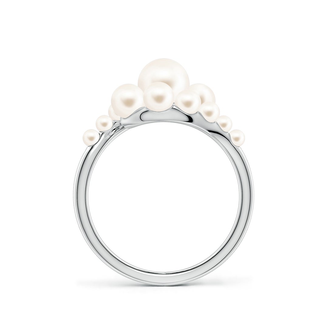 6mm AAA Graduated Freshwater Pearl Bypass Ring in White Gold - side 2