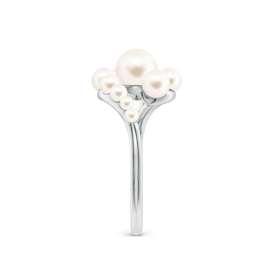 6mm AAA Graduated Freshwater Pearl Bypass Ring in White Gold - side 3