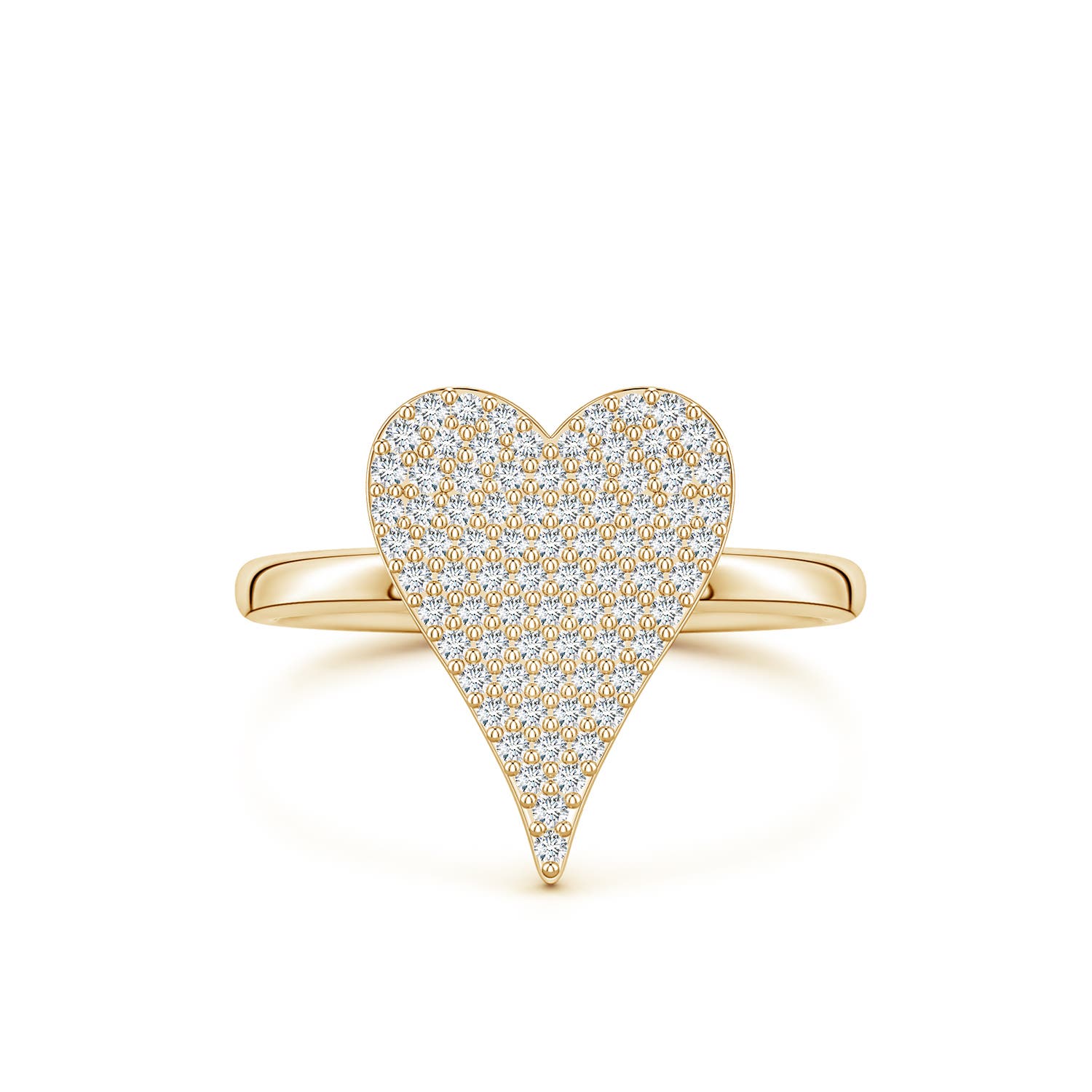1.1mm GVS2 Pavé Diamond Elongated Heart Cocktail Ring in Yellow Gold