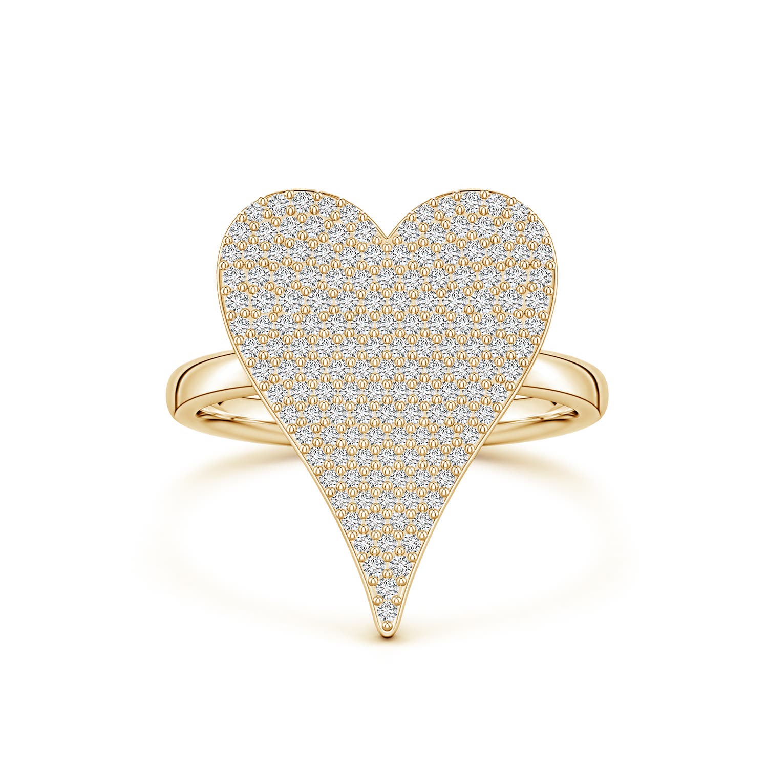 1mm HSI2 Pavé Diamond Elongated Heart Cocktail Ring in 18K Yellow Gold