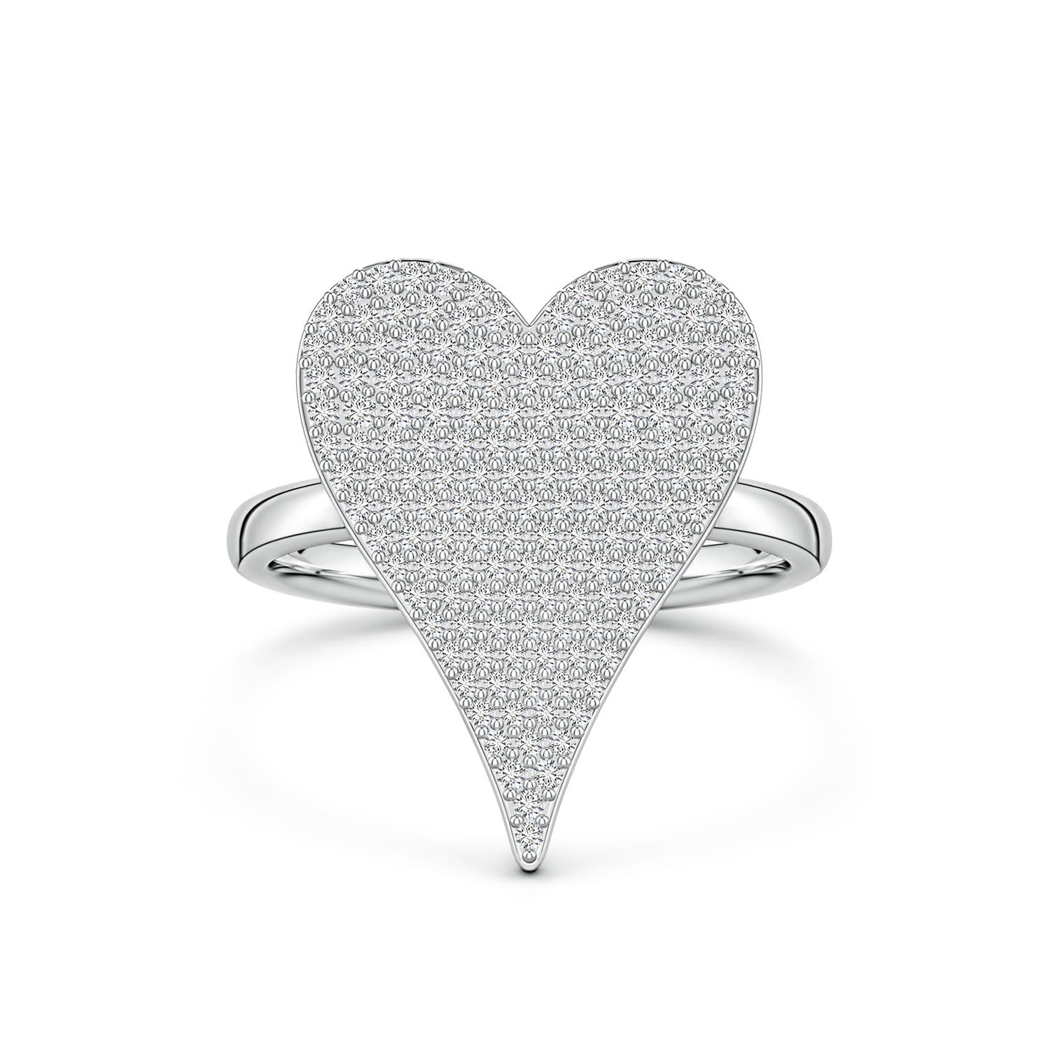 1mm HSI2 Pavé Diamond Elongated Heart Cocktail Ring in S999 Silver