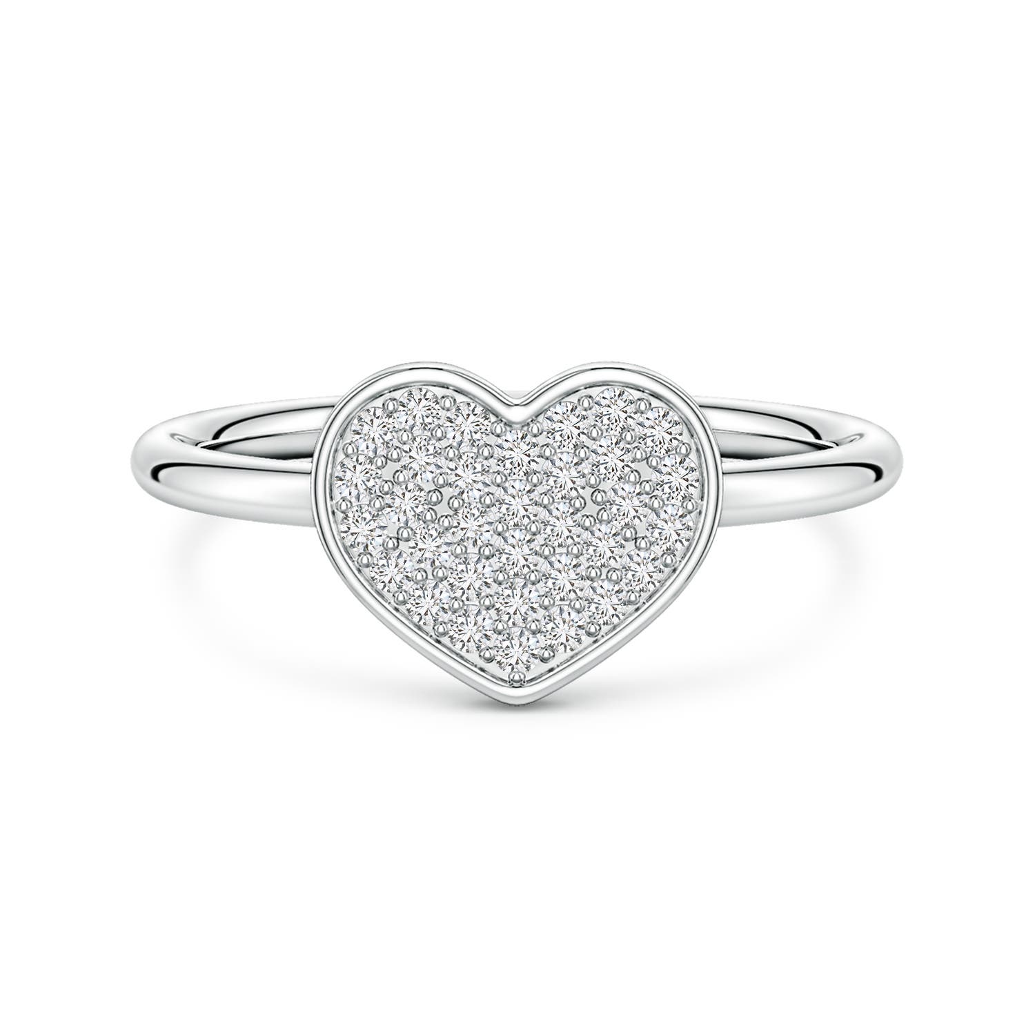 1.2mm HSI2 Pavé Diamond Heart Ring in White Gold