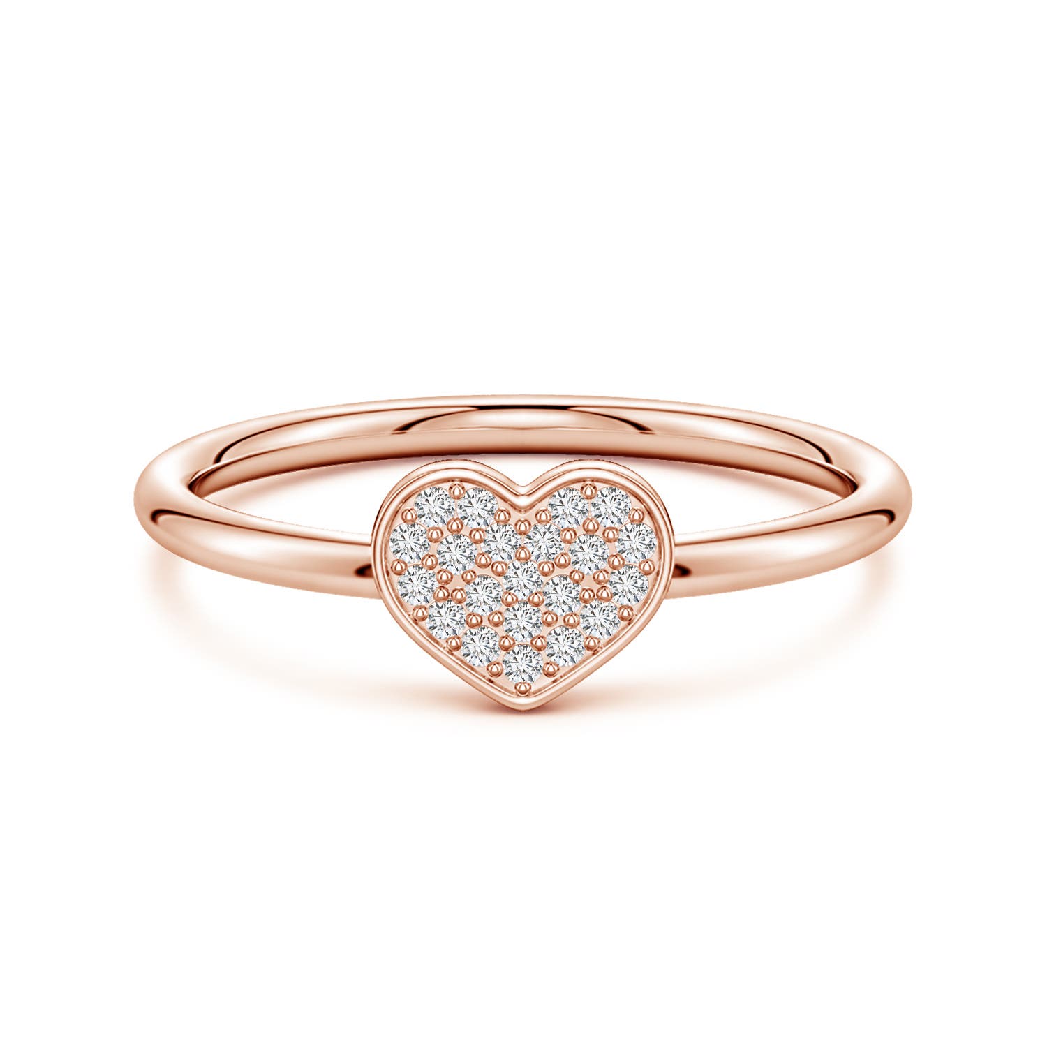 1mm HSI2 Pavé Diamond Heart Ring in 18K Rose Gold