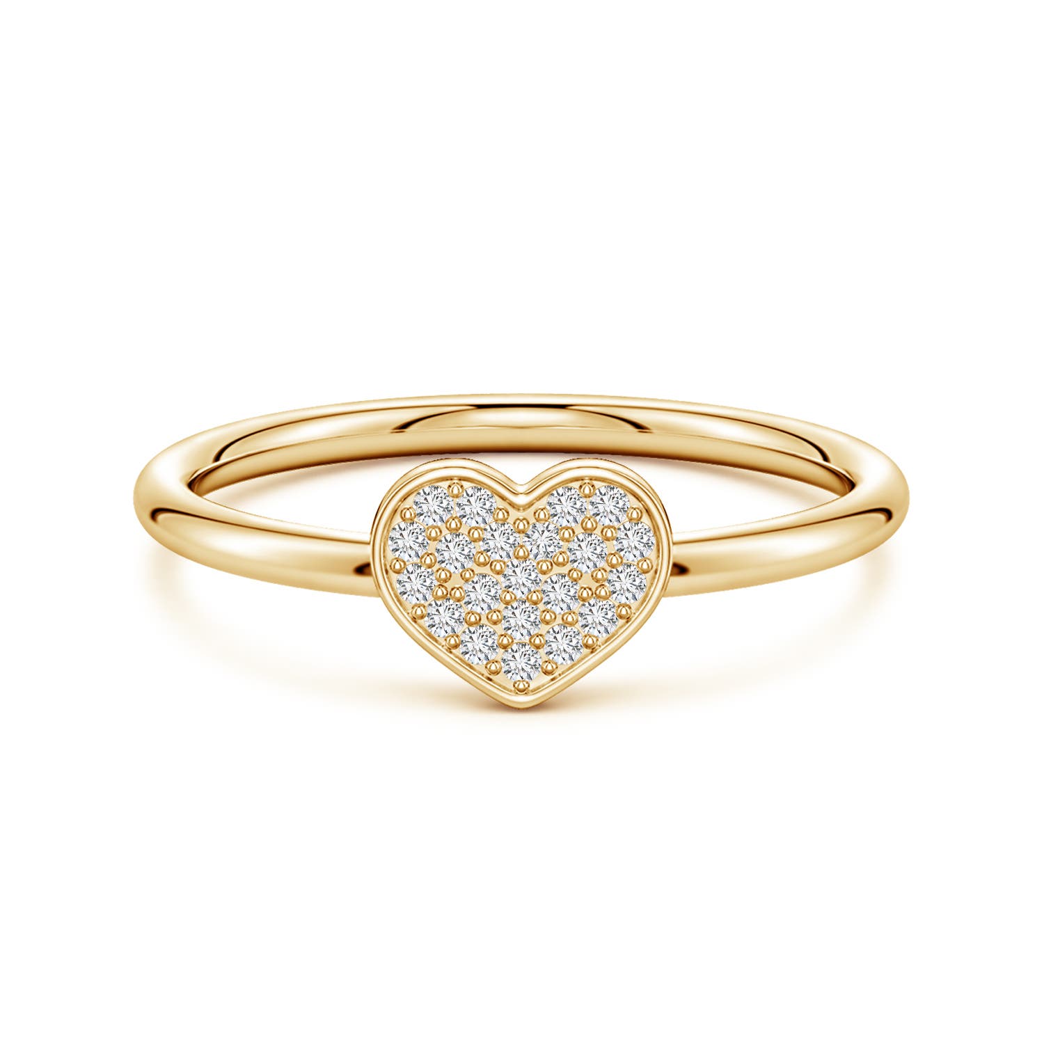 1mm HSI2 Pavé Diamond Heart Ring in 18K Yellow Gold