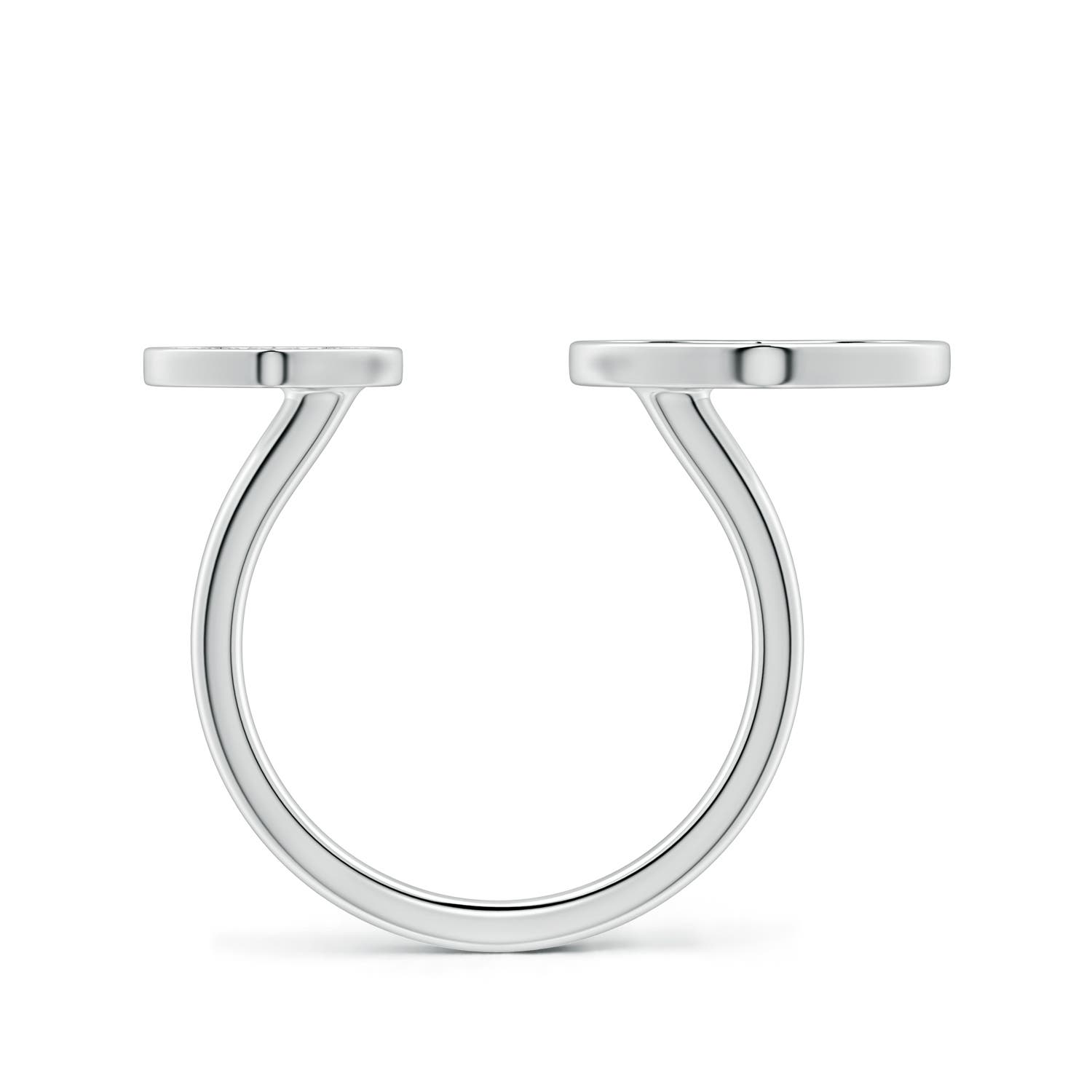 1.1mm HSI2 Pavé Diamond Double Heart Open Ring in S999 Silver