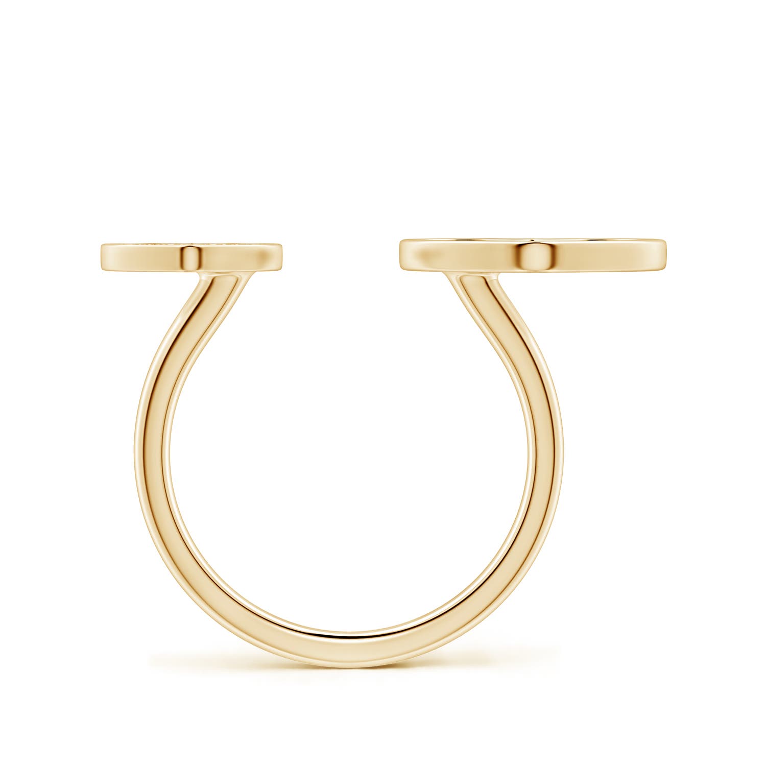 1.1mm HSI2 Pavé Diamond Double Heart Open Ring in Yellow Gold - side 2