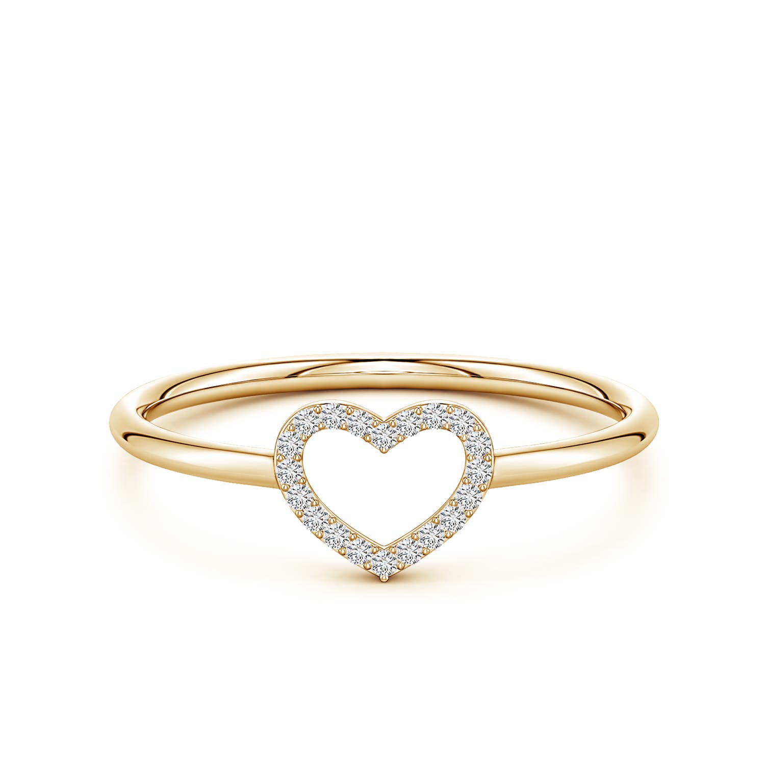 0.9mm HSI2 Diamond Open Heart Fashion Ring in Yellow Gold