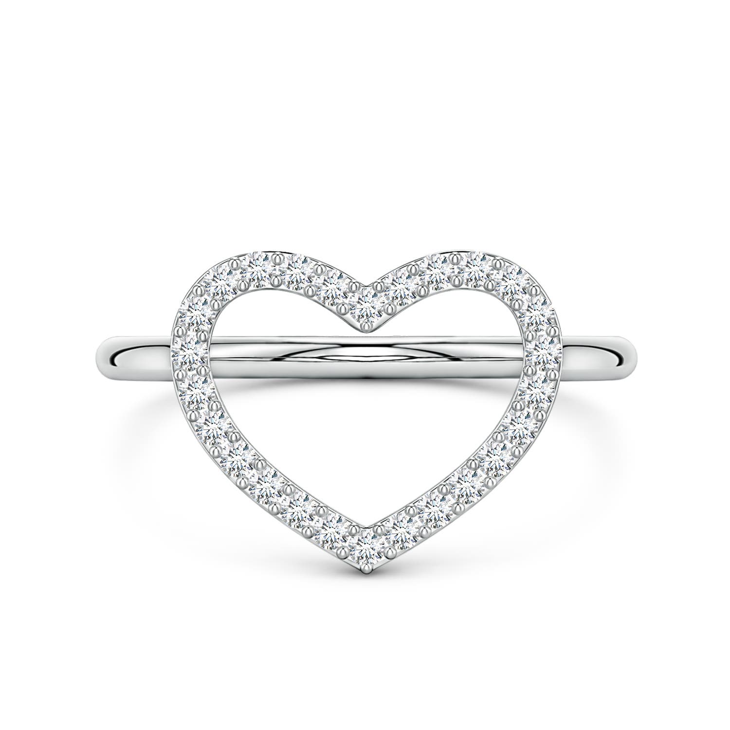 1.2mm GVS2 Diamond Open Heart Fashion Ring in 18CT White Gold