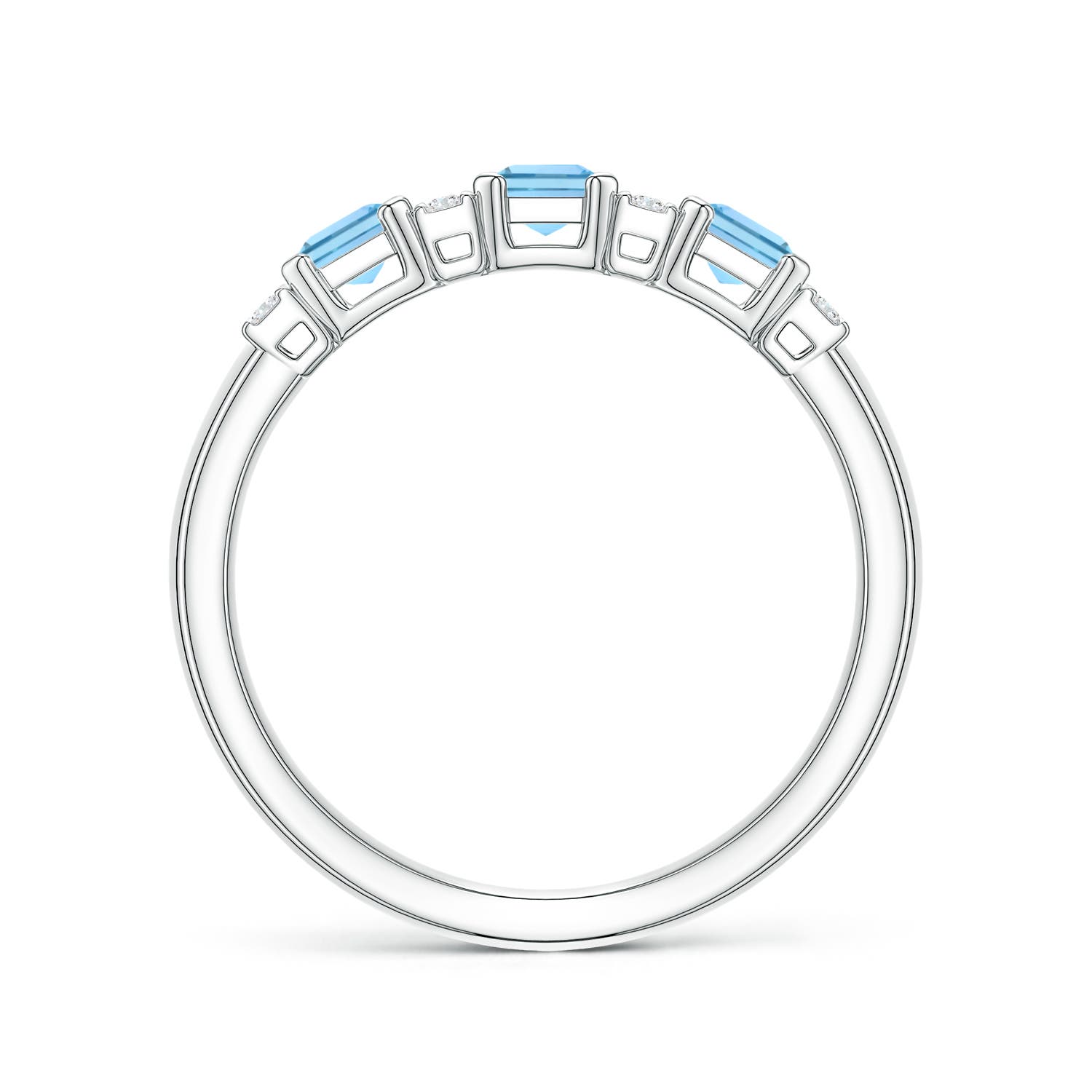 5x3mm AAAA Lee Harris x Angara Aquamarine and Diamond Modern Art Deco Inspired Semi Eternity Ring in P950 Platinum