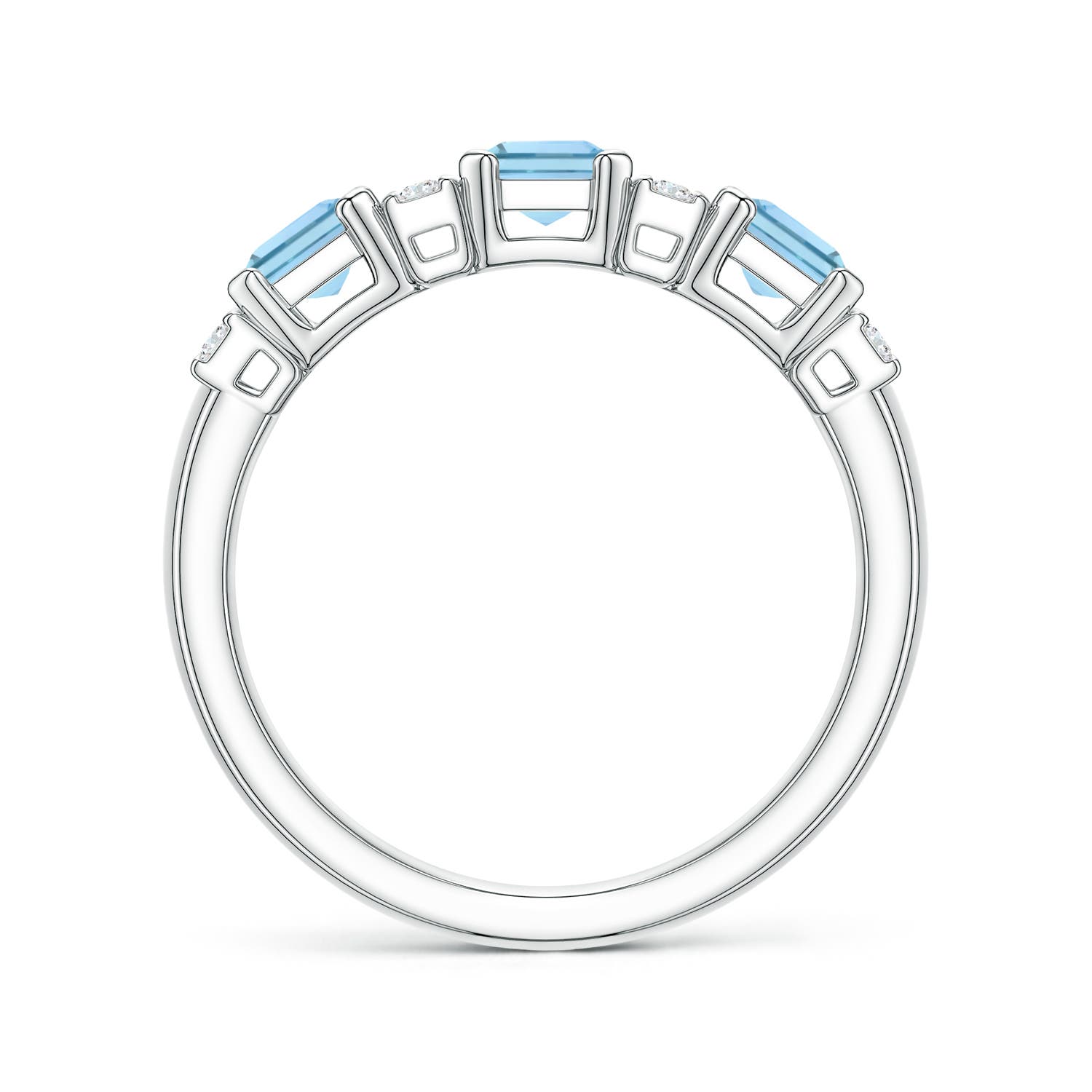 6x4mm AAA Lee Harris x Angara Aquamarine and Diamond Modern Art Deco Inspired Semi Eternity Ring in White Gold