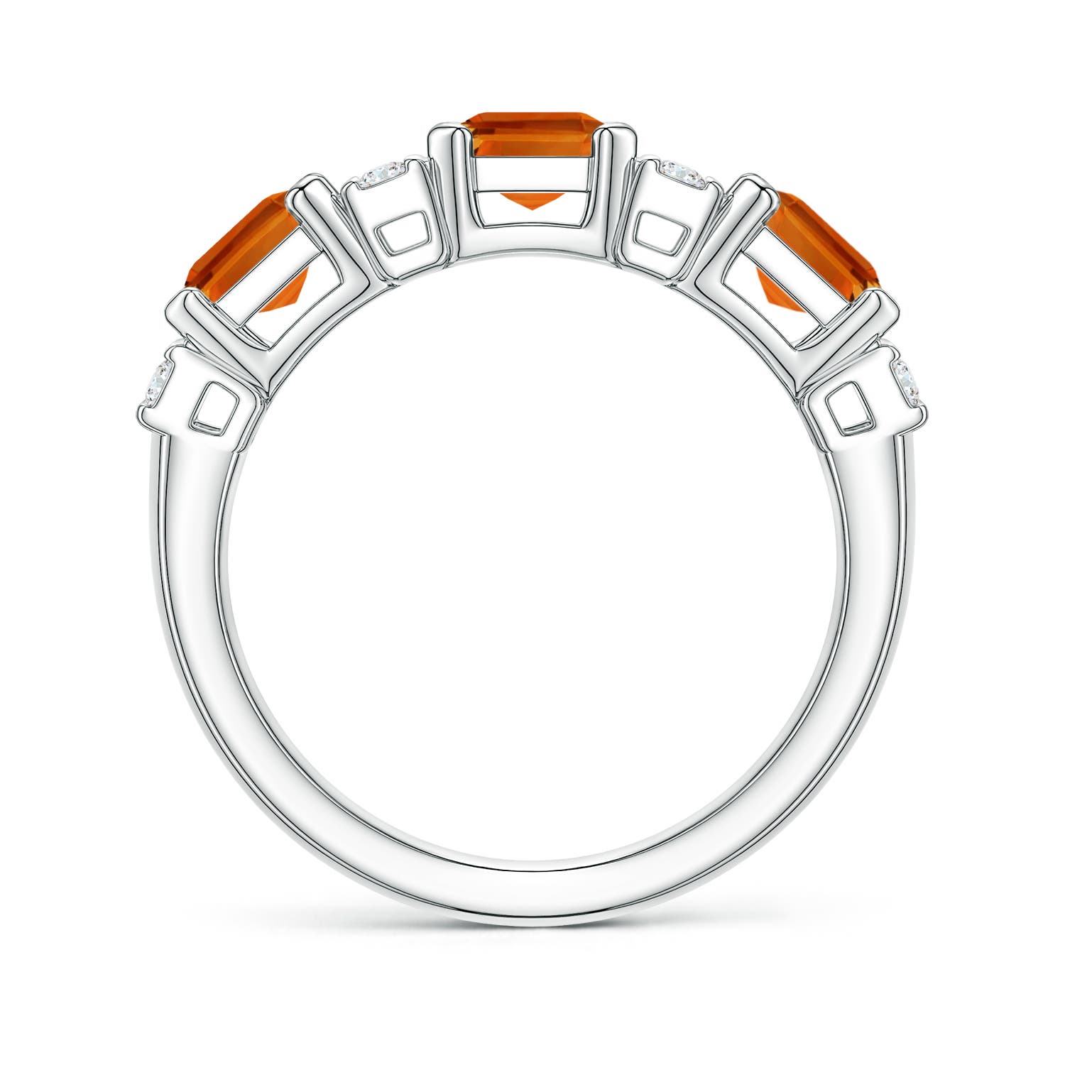 7x5mm AAAA Lee Harris x Angara Citrine and Diamond Modern Art Deco Inspired Semi Eternity Ring in P950 Platinum