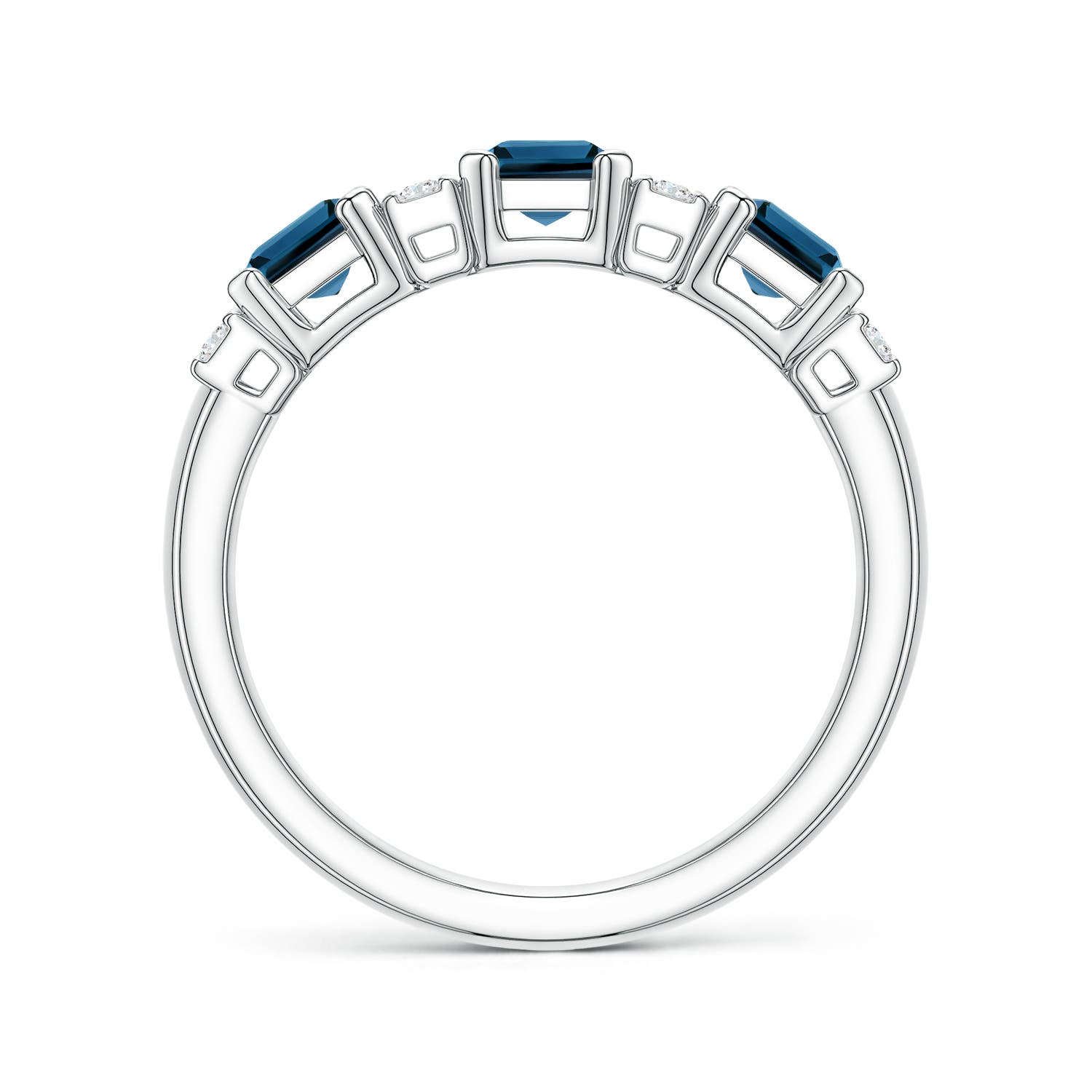 6x4mm AAA Lee Harris x Angara London Blue Topaz and Diamond Modern Art Deco Inspired Semi Eternity Ring in White Gold