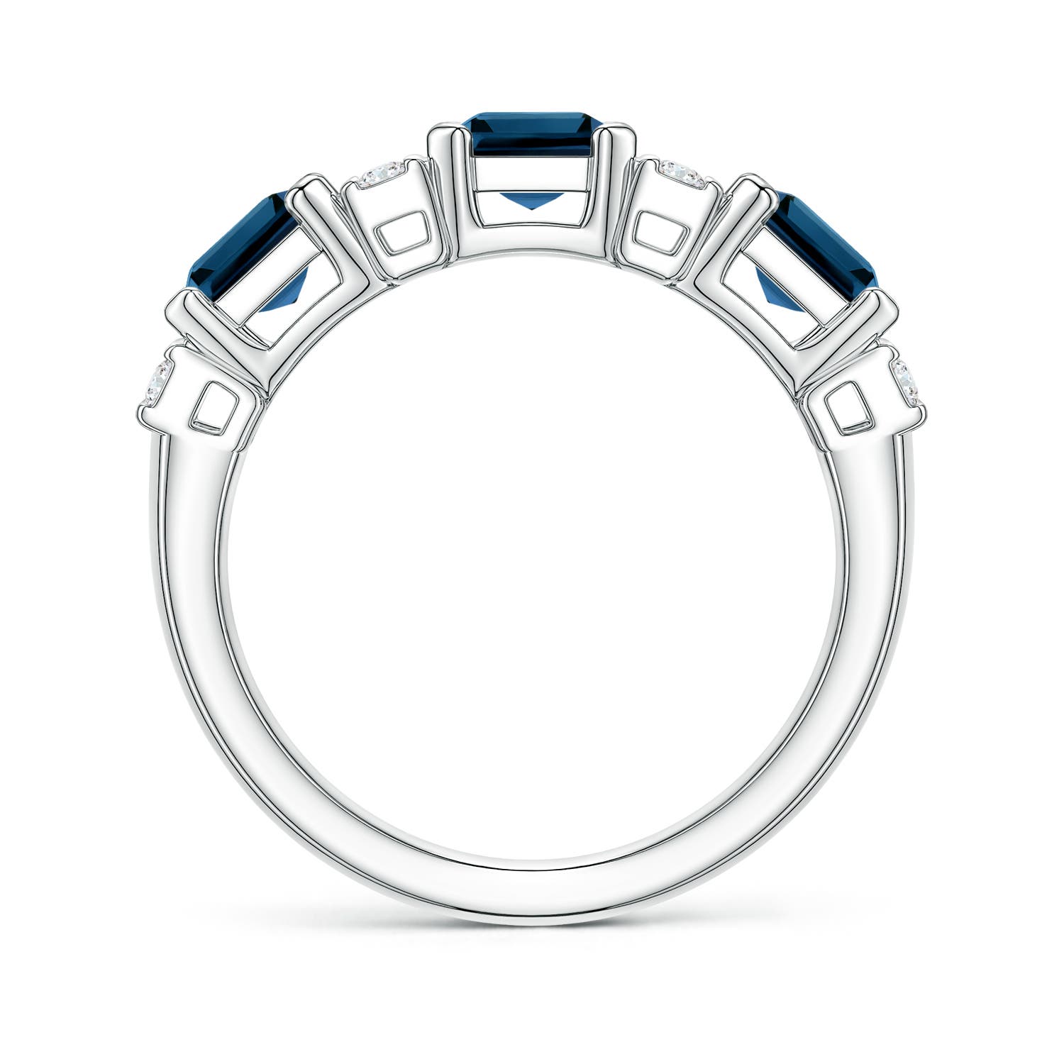 7x5mm AAAA Lee Harris x Angara London Blue Topaz and Diamond Modern Art Deco Inspired Semi Eternity Ring in P950 Platinum