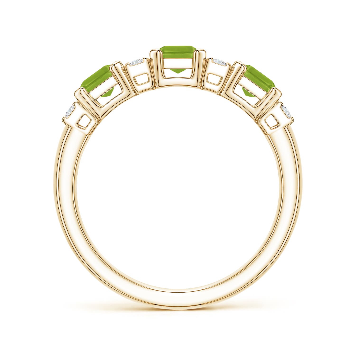 6x4mm AAA Lee Harris x Angara Peridot and Diamond Modern Art Deco Inspired Semi Eternity Ring in Yellow Gold - side 4