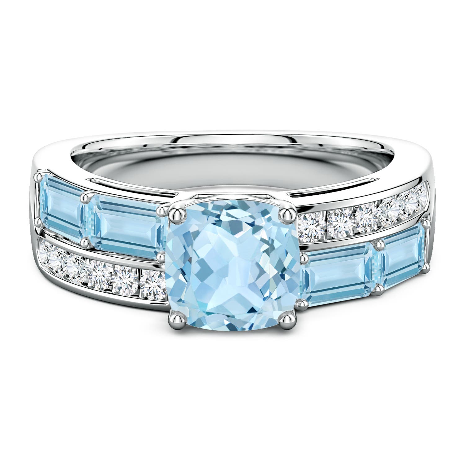 Lee Harris x Angara Daisy Aquamarine Double Shank Ring