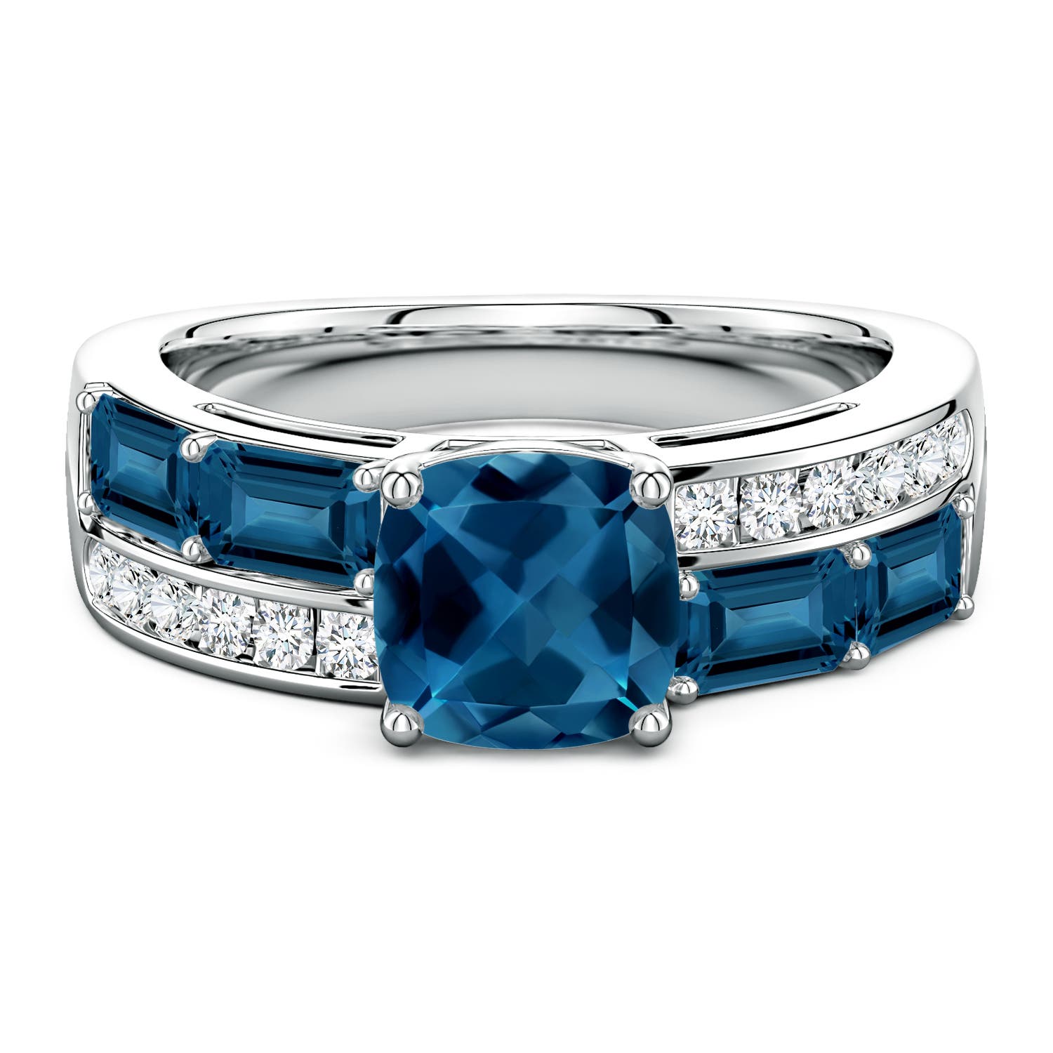 ロメオブルー Lee Harris x Angara Cushion London Blue Topaz Modern Art Deco