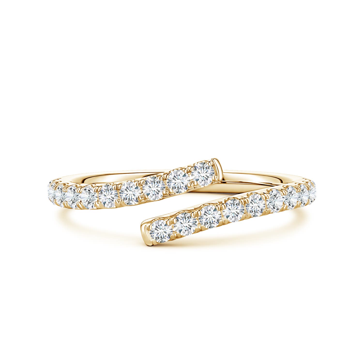 Angara 0.5 CTW U-Pavé Diamond Bypass Ring in 18K Yellow Gold
