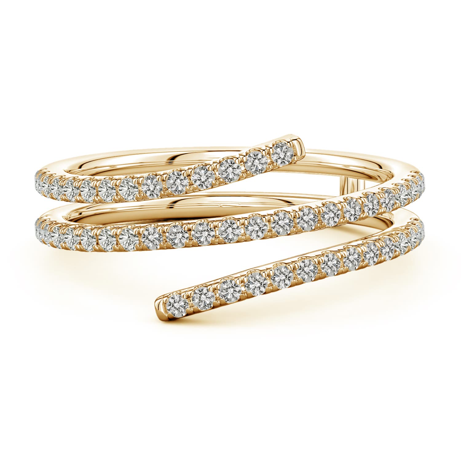 Angara 0.41 CTW U-Pavé Diamond Double-Wrap Coil Ring in 14K Yellow Gold