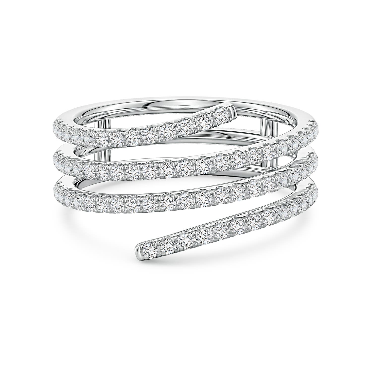 1.2mm HSI2 U-Pavé Diamond Triple-Wrap Coil Ring in 18CT White Gold