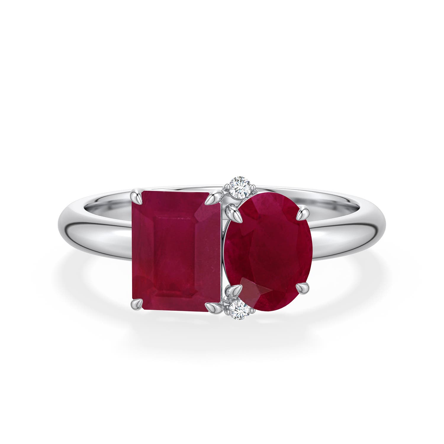 Angara 2.02 Ctw Emerald-cut And Oval Ruby Two-stone Ring