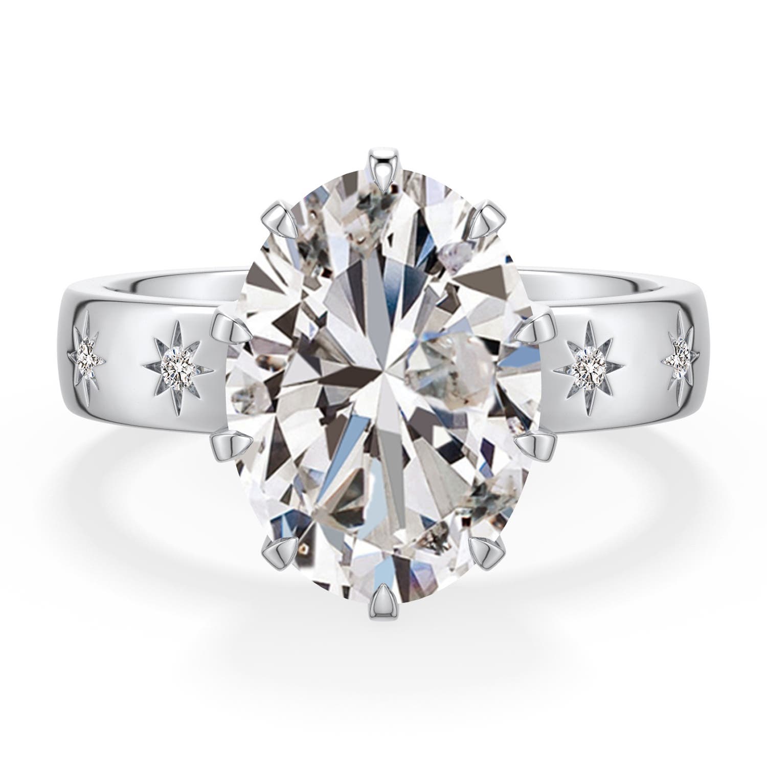 Angara 4.04 CTW Oval Diamond Starburst Engagement Ring in Platinum