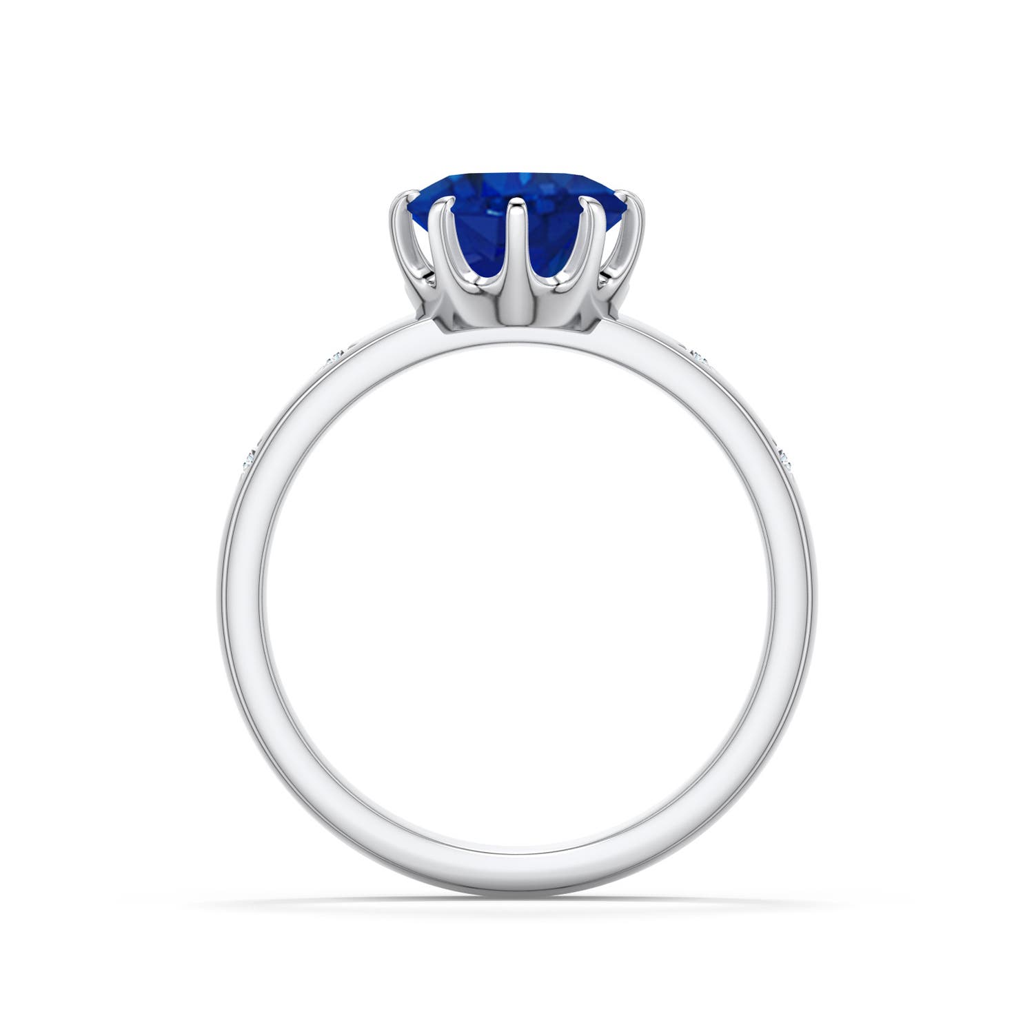 10x8mm AAA Oval Blue Sapphire Starburst Engagement Ring in White Gold - side 1