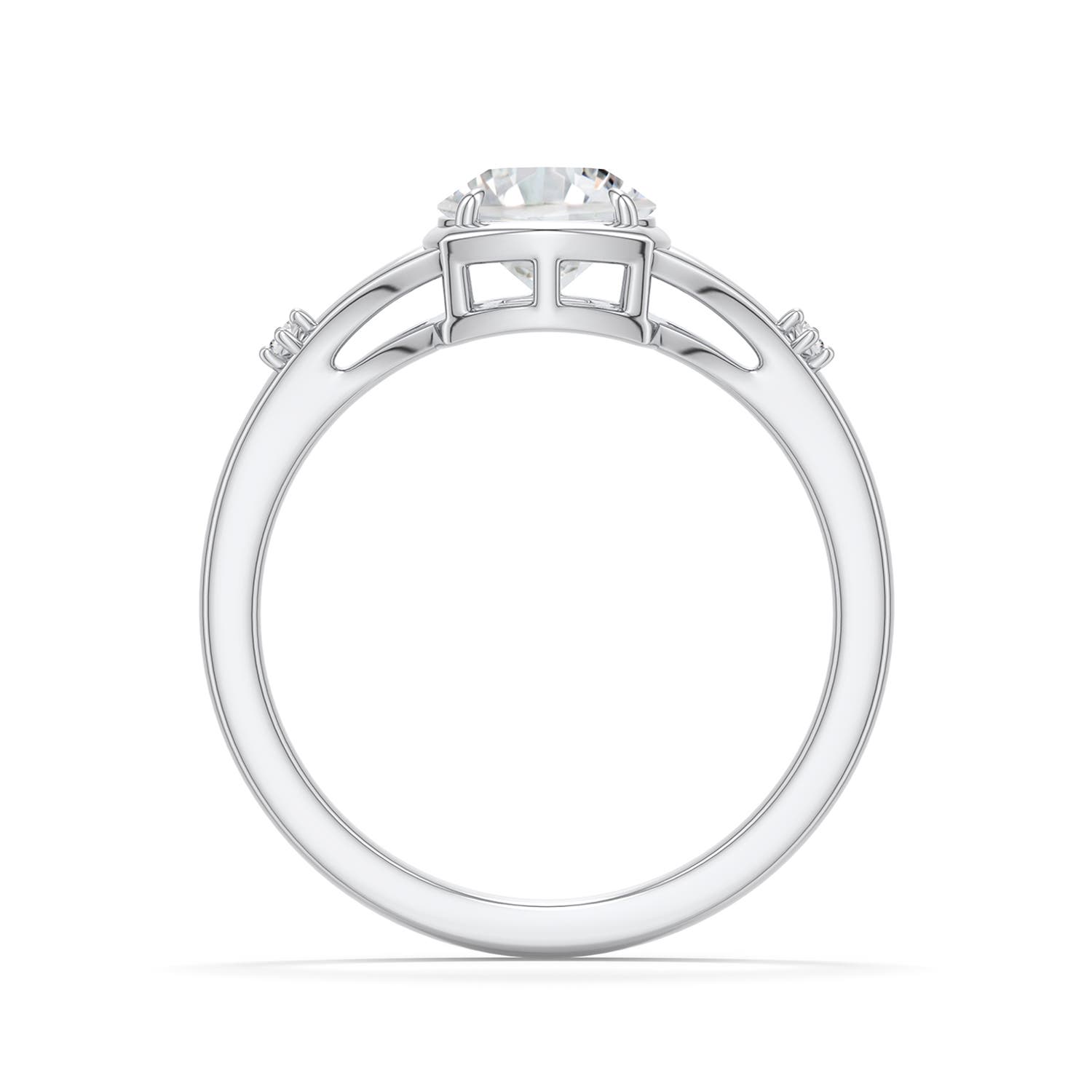 6.4mm HSI2 Round Diamond Split Shank Engagement Ring in 18K White Gold - side 1