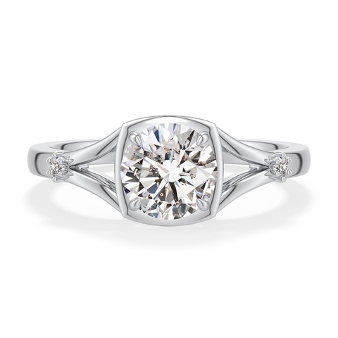 6.4mm IJI1I2 Round Diamond Split Shank Engagement Ring in 18K White Gold - main