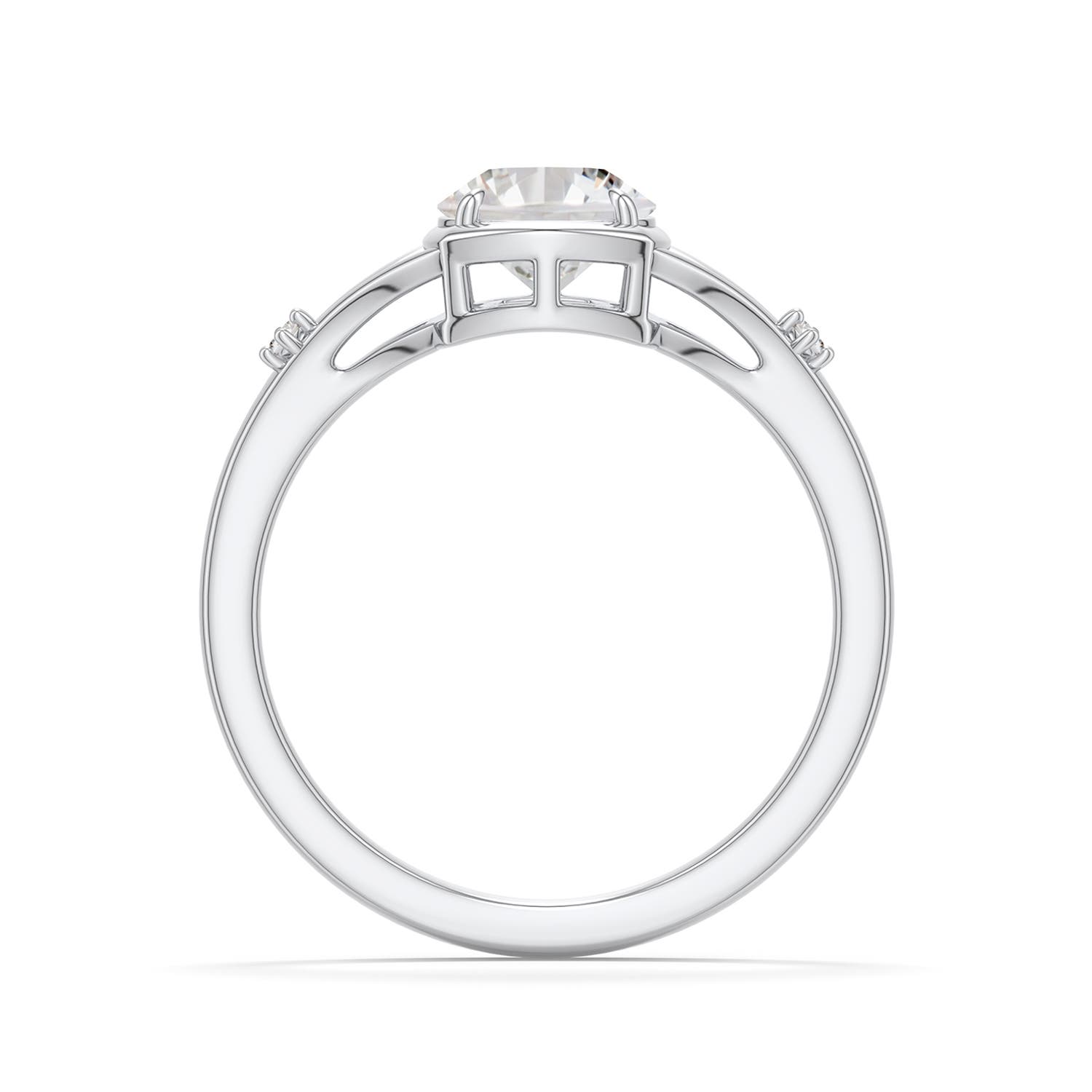 6.4mm IJI1I2 Round Diamond Split Shank Engagement Ring in 18K White Gold - side 1