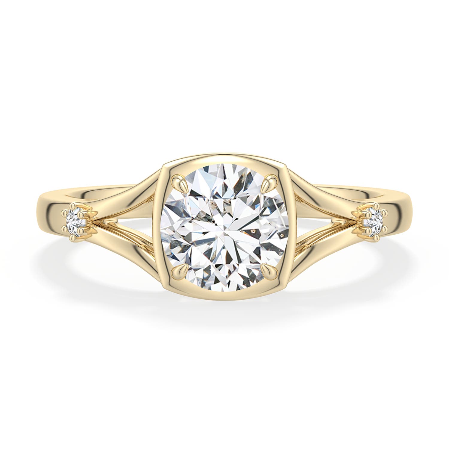 6.4mm HSI2 Round Diamond Split Shank Engagement Ring in Yellow Gold - main