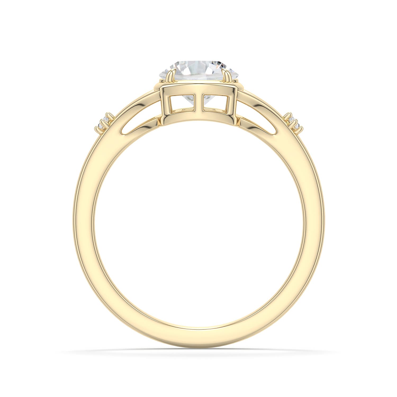 6.4mm HSI2 Round Diamond Split Shank Engagement Ring in Yellow Gold - side 1 - side 2