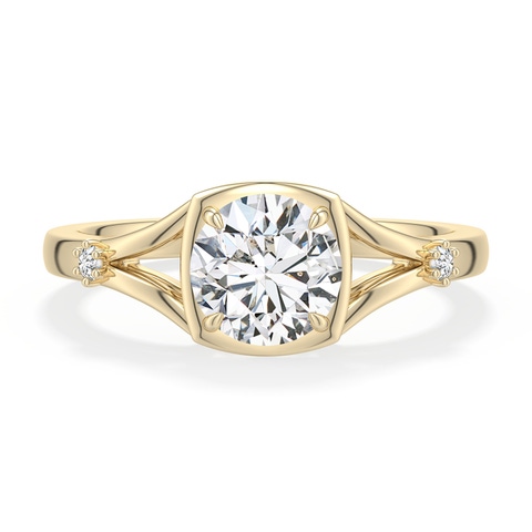 6.4mm HSI2 Round Diamond Split Shank Engagement Ring in 18K Yellow Gold - main