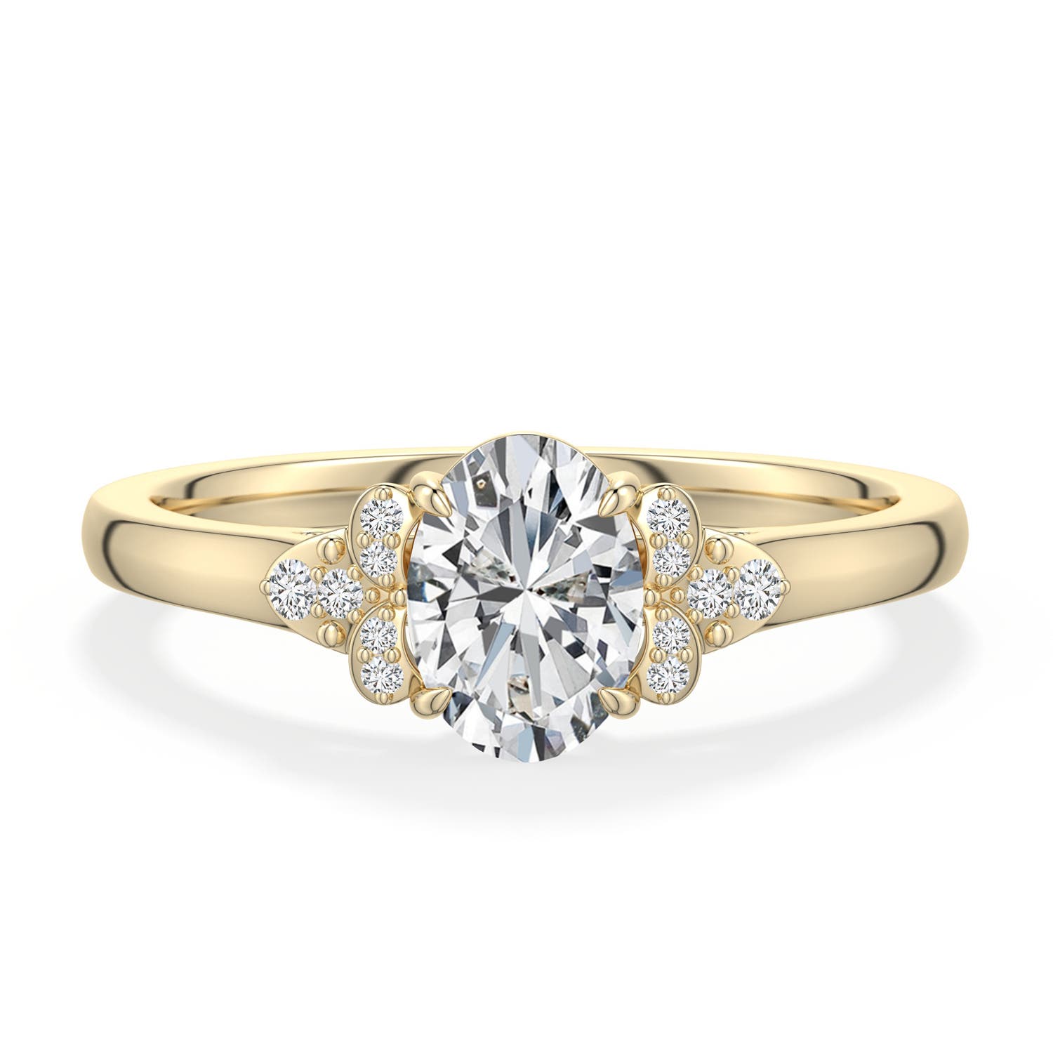 7x5mm HSI2 Oval Diamond Engagement Ring in 18K Yellow Gold - main