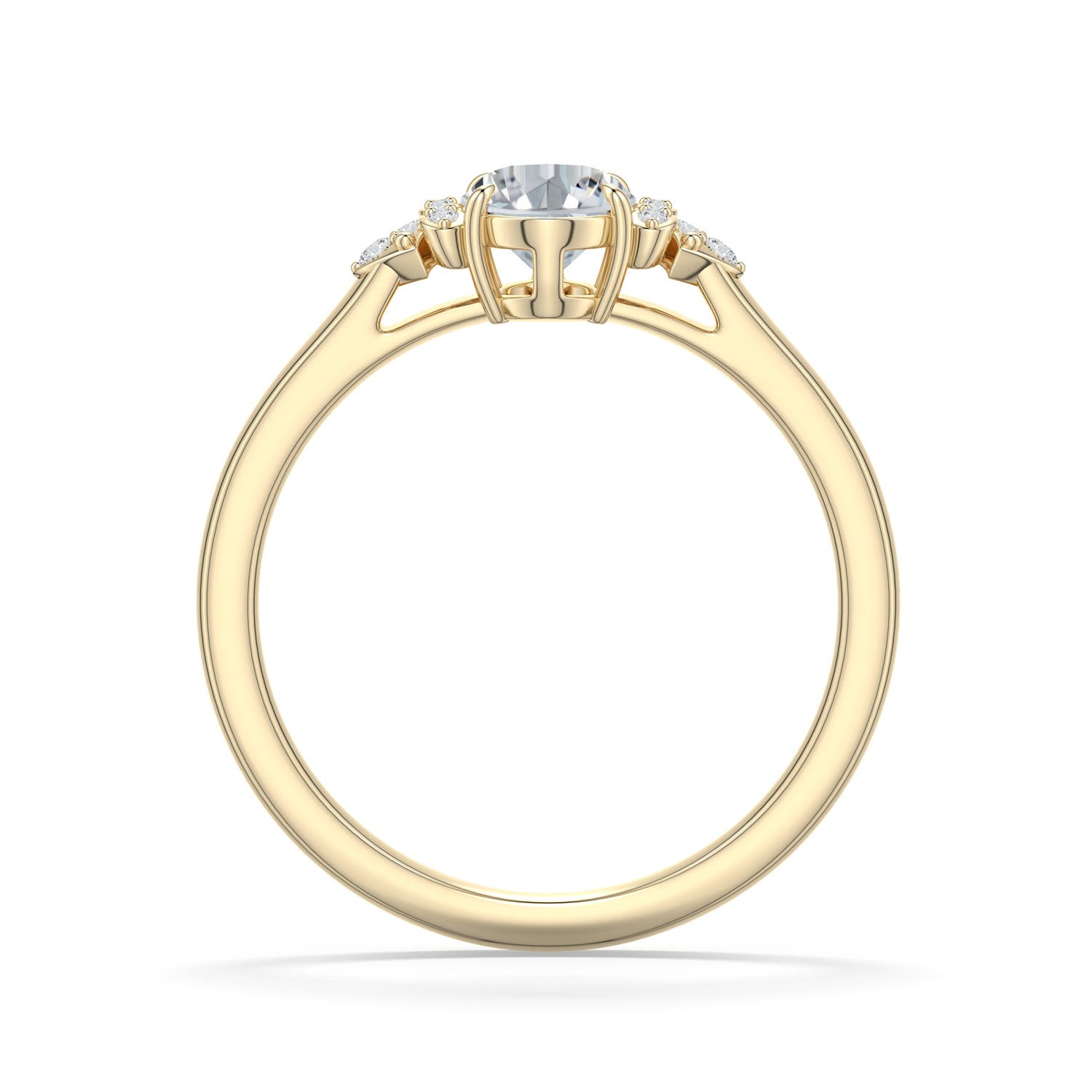 7x5mm HSI2 Oval Diamond Engagement Ring in 18K Yellow Gold - side 1