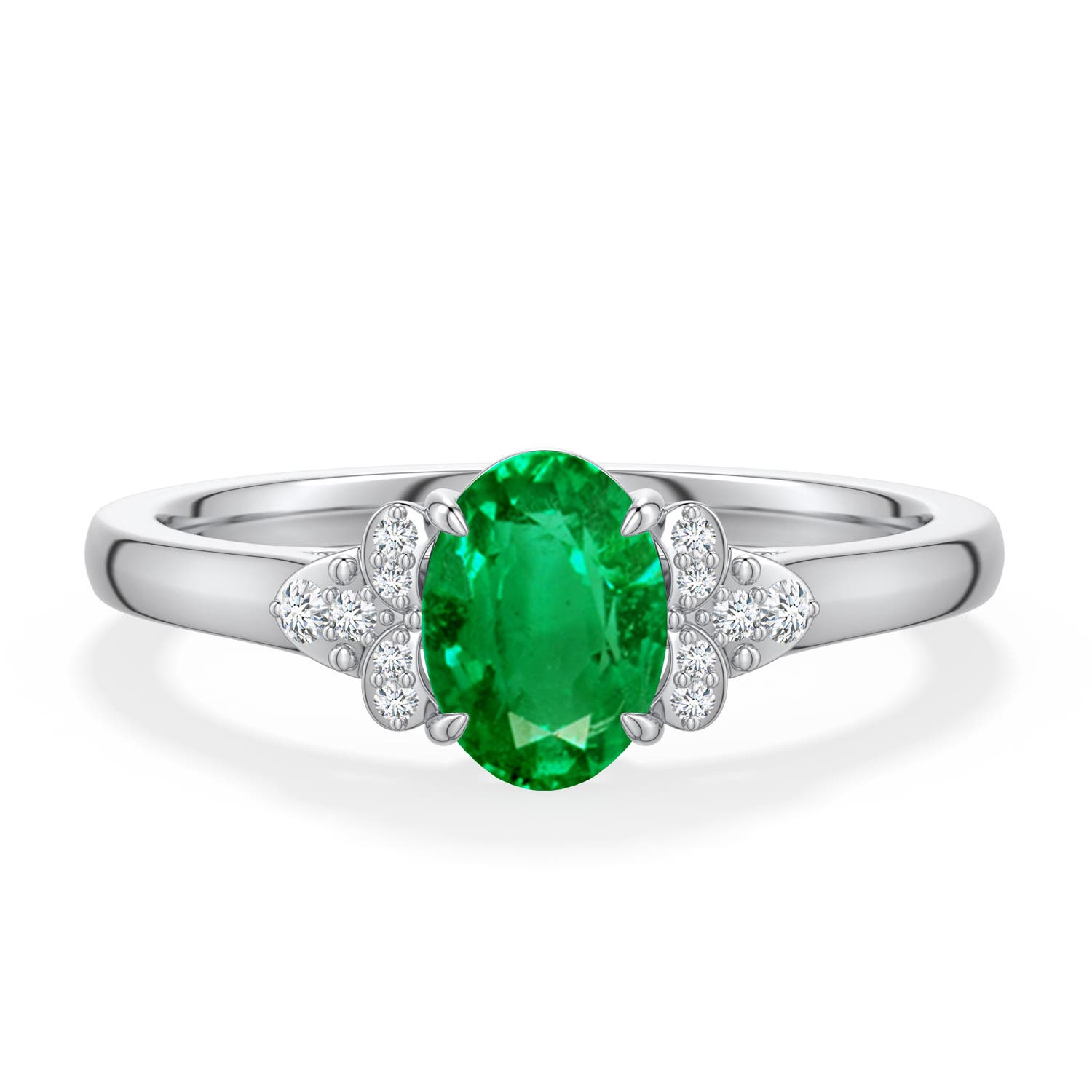 7x5mm AAA Oval Emerald Engagement Ring in 950 Platinum - main