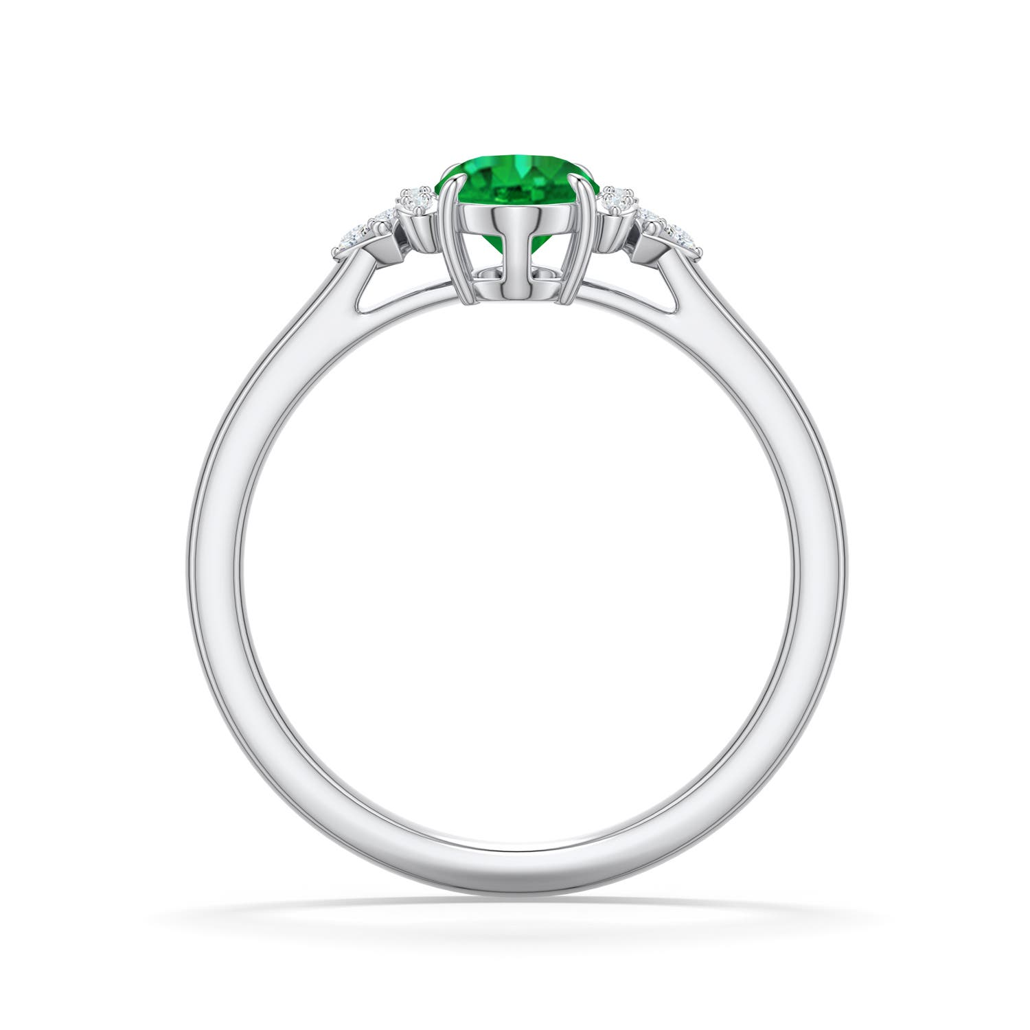 7x5mm AAA Oval Emerald Engagement Ring in 950 Platinum - side 1