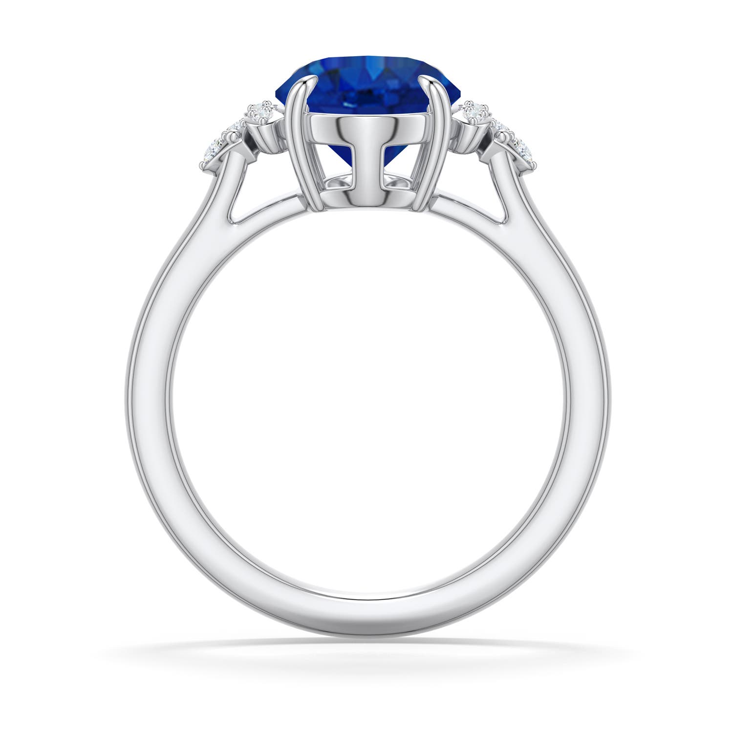 10x8mm AAA Oval Blue Sapphire  Engagement Ring in White Gold - side 1