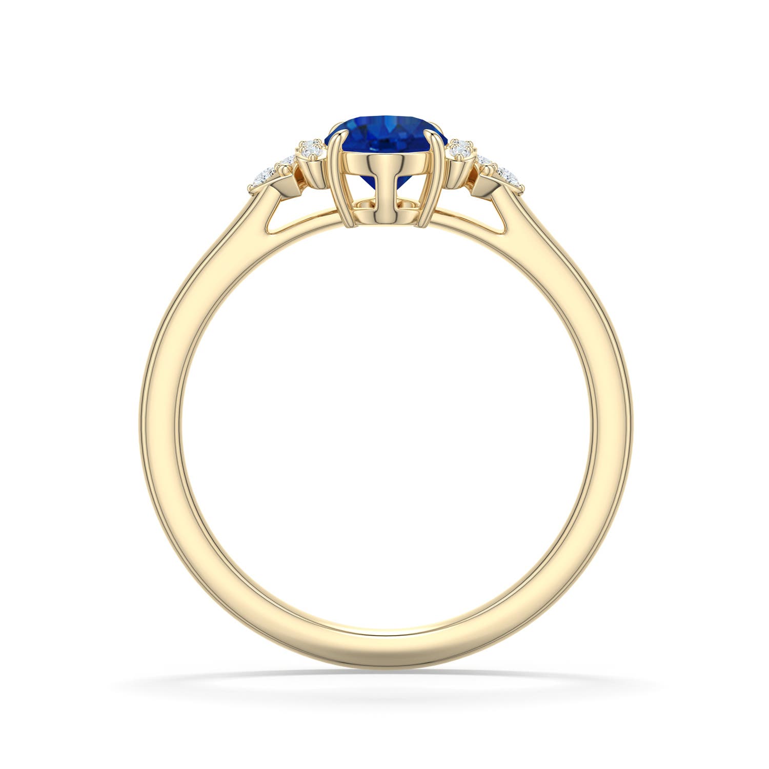 7x5mm AAA Oval Blue Sapphire  Engagement Ring in Yellow Gold - side 1
