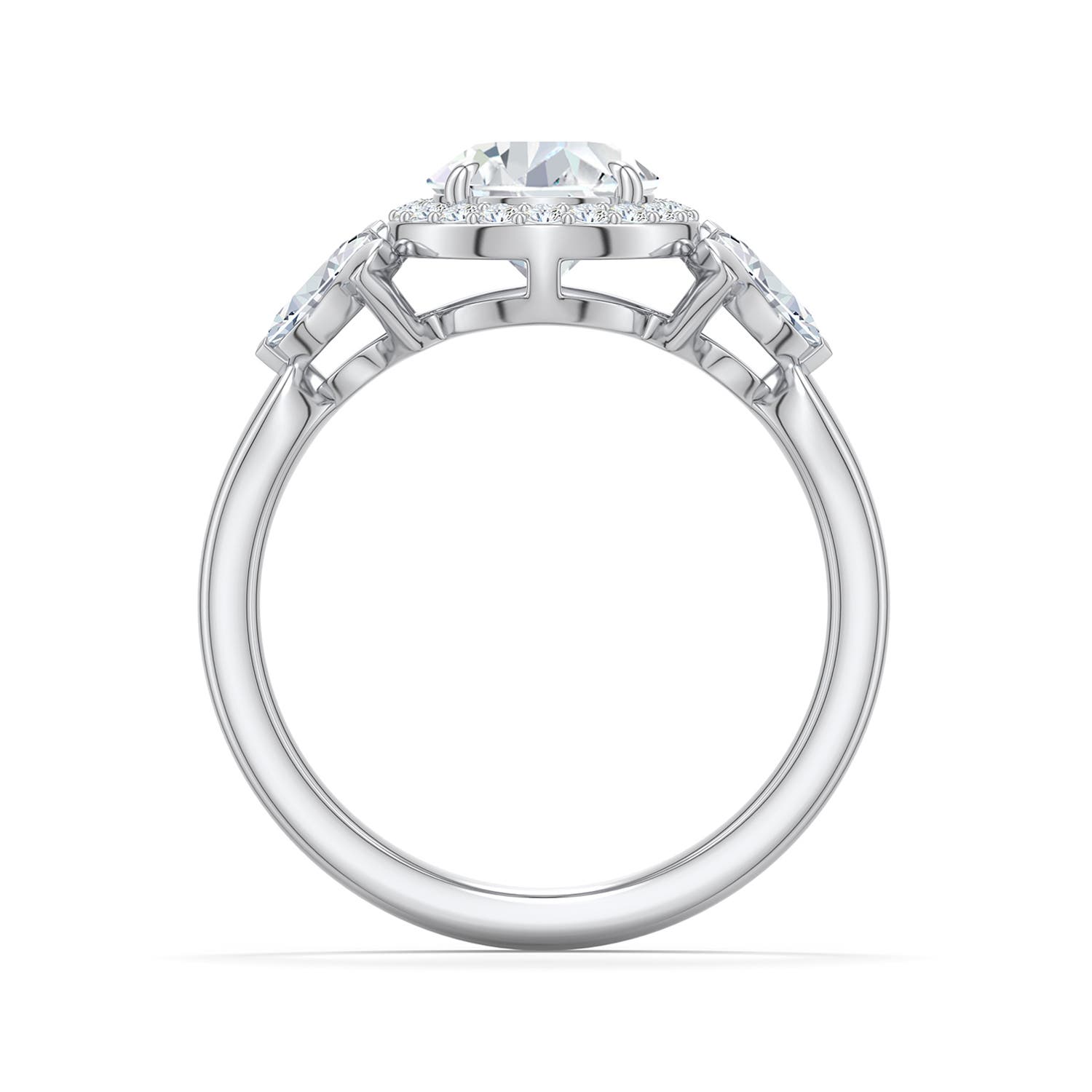 10x6.5mm GVS2 Pear Diamond Halo Engagement Ring with Marquise Accents in 950 Platinum - side 1