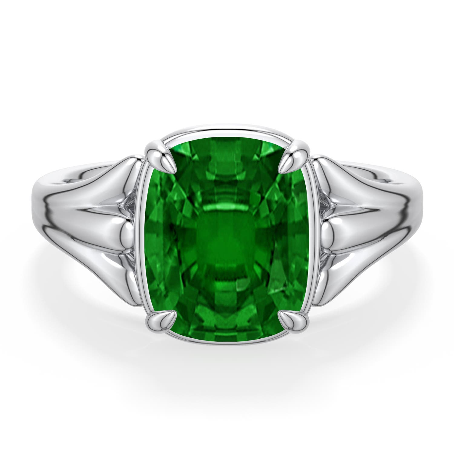 10x8mm AAAA Cushion Rectangular Emerald Scrollwork Engagement Ring in 950 Platinum - main