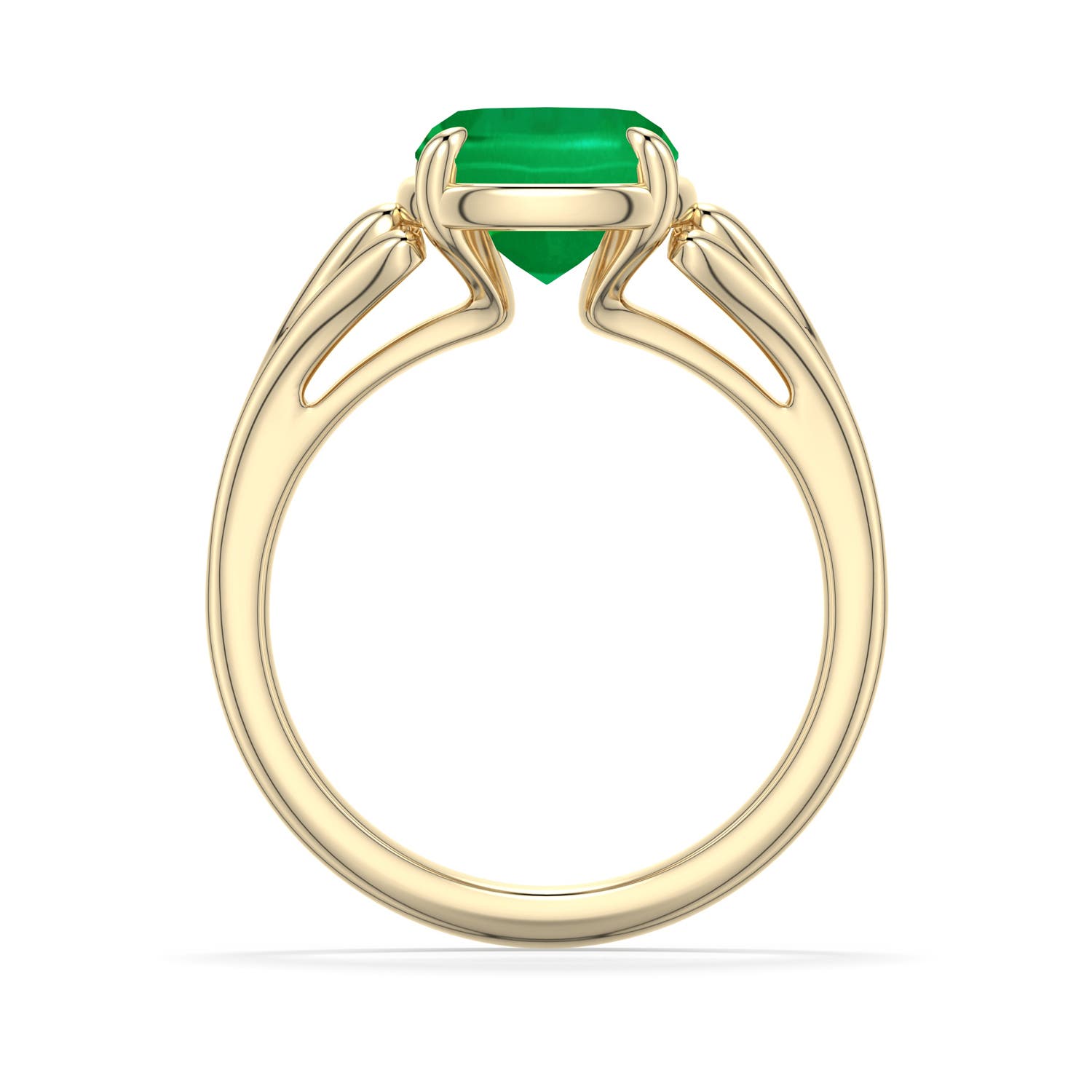10x8mm AAA Cushion Rectangular Emerald Scrollwork Engagement Ring in 18K Yellow Gold - side 1